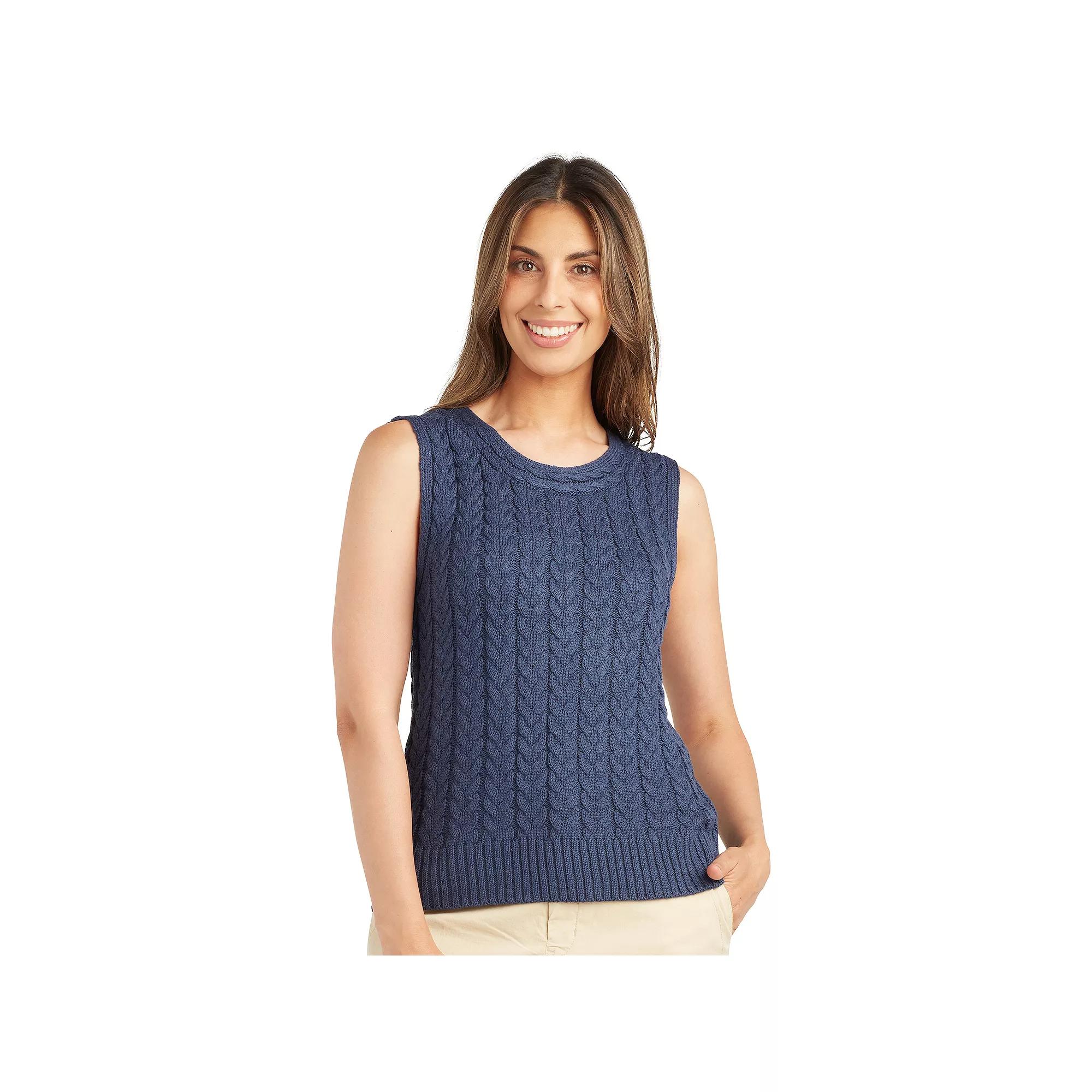 Petite AB Studio Cable Sweater Tank, Womens Blue Product Image