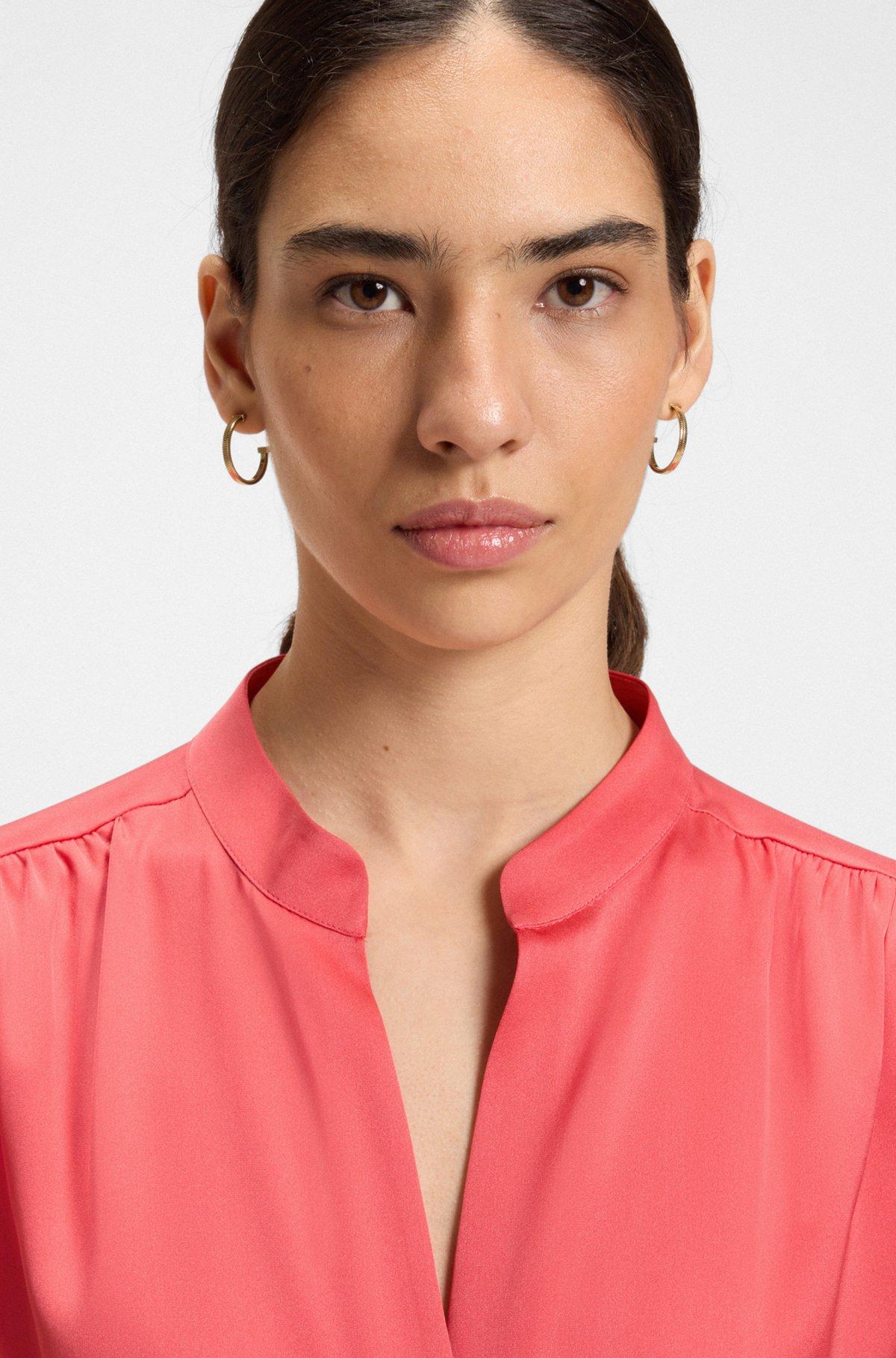 Regular-fit blouse in stretch silk Product Image