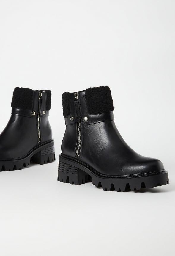 JustFab Margaux Platform Loafer Pump Womens Black/ White Size 8.5 Product Image