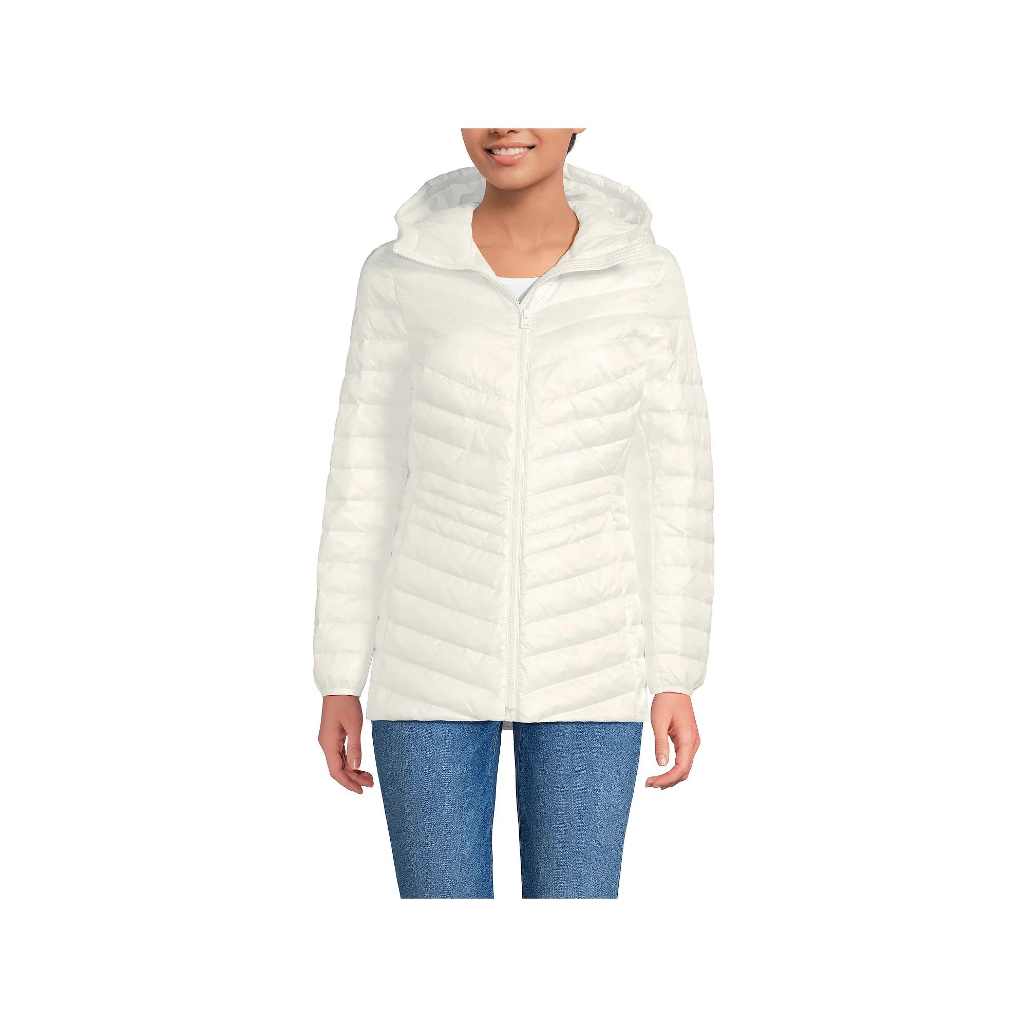 Petite Lands' End Wanderweight Ultralight Hooded Packable Down Jacket, Women's,  Product Image