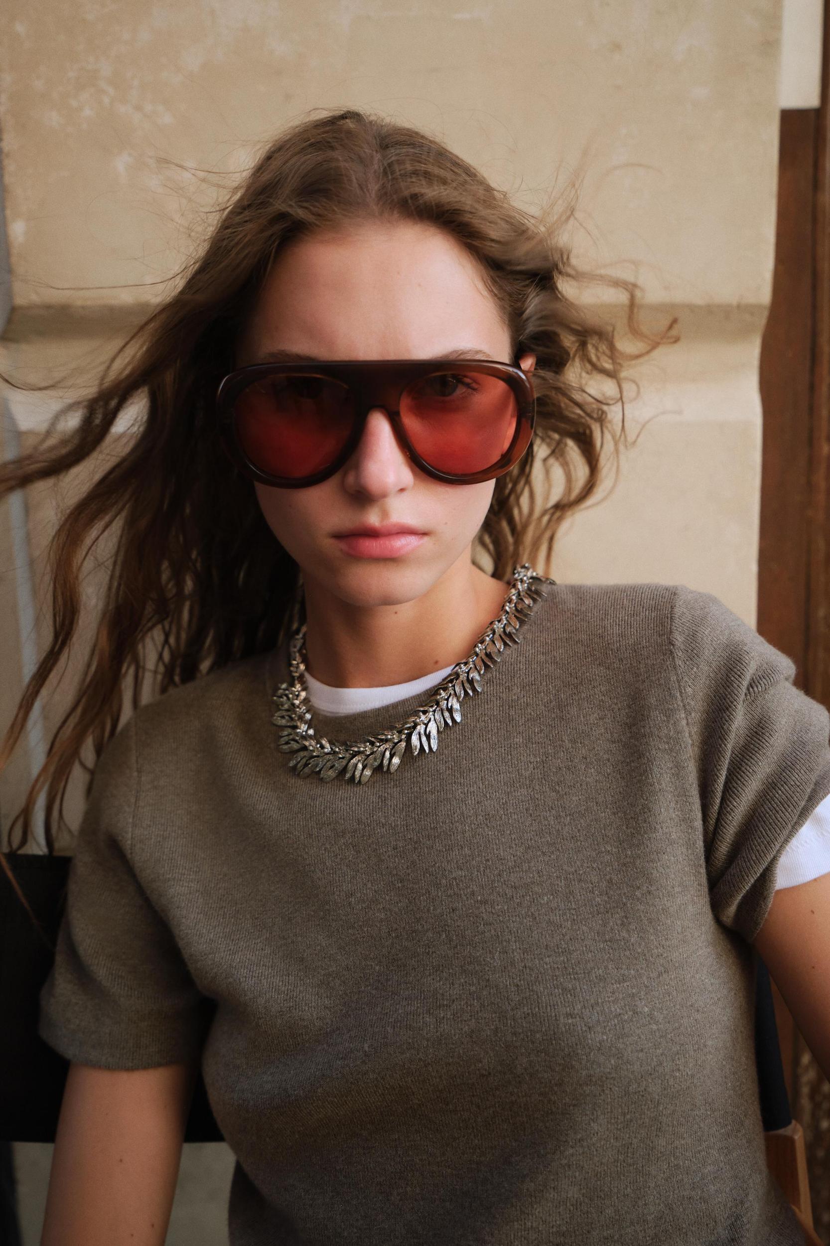 SOFT FEEL SHORT SLEEVE KNIT TOP Product Image