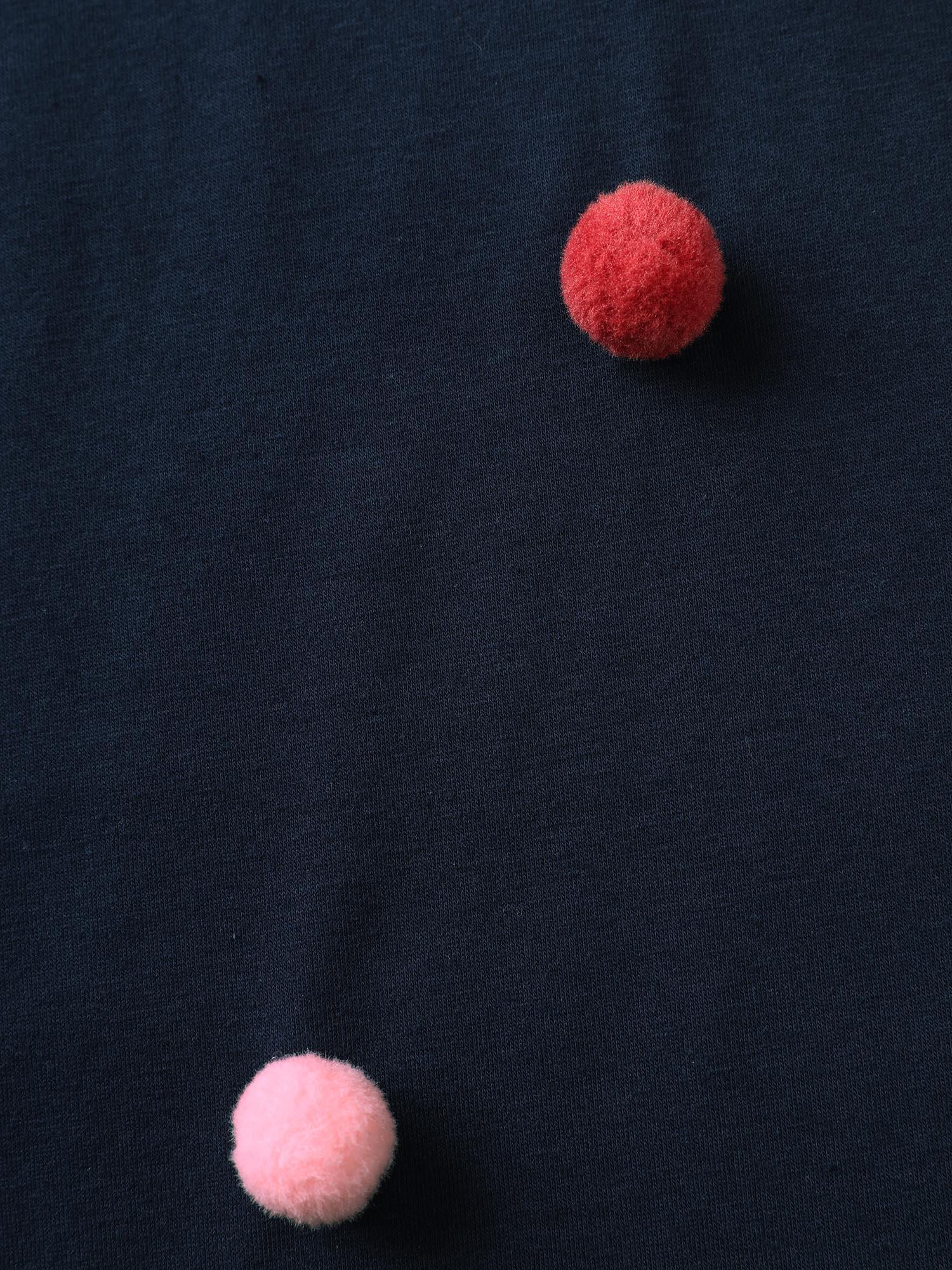Crew Neck Colored Fluffy Ball T-shirt Female Product Image