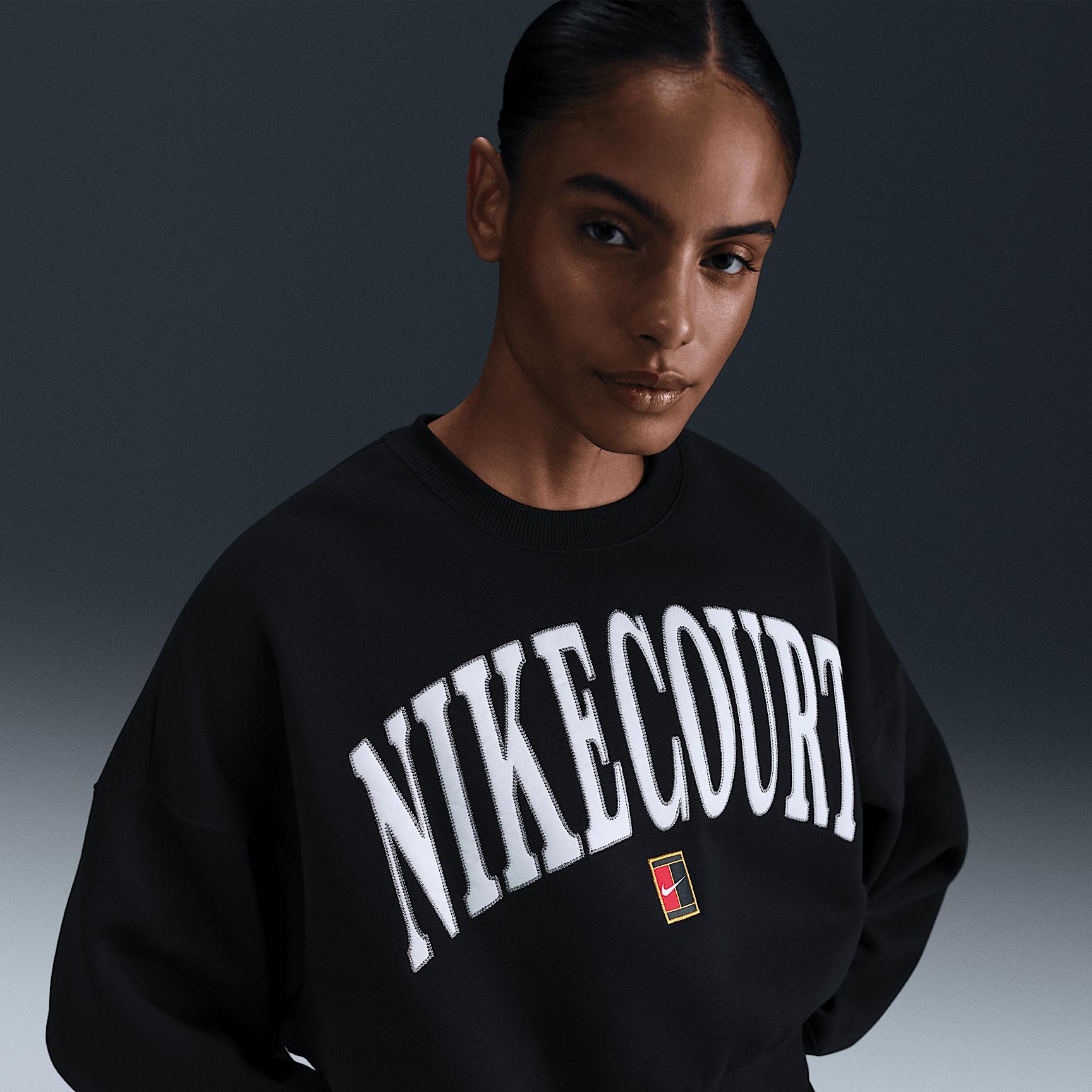 Nike Womens Court Phoenix Fleece Over-Oversized Crew-Neck Tennis Sweatshirt | HQ0351-010 Product Image