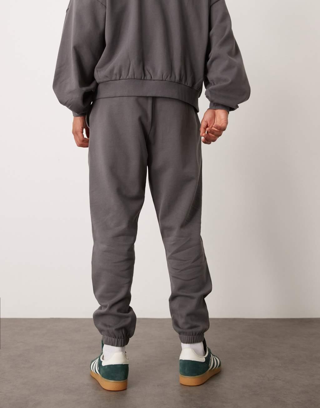ASOS DESIGN essential tapered sweatpants in charcoal Product Image