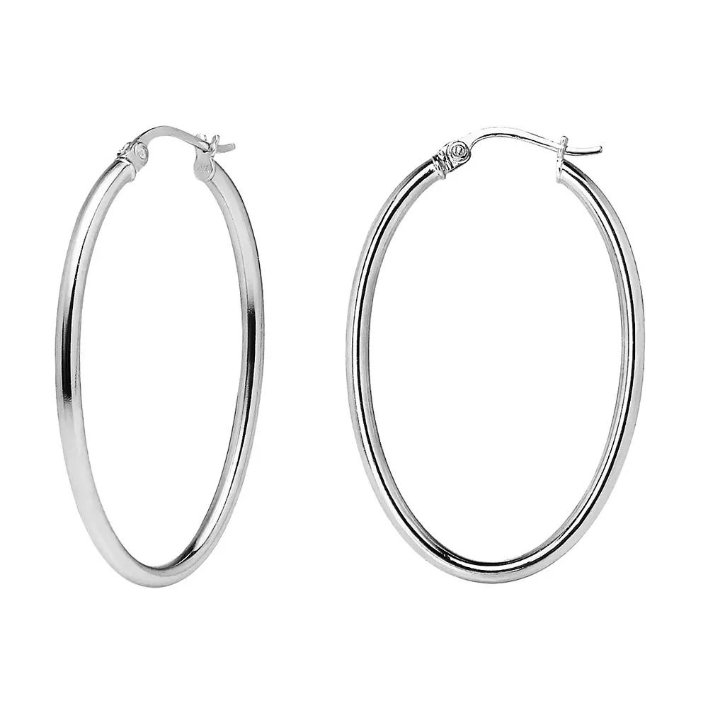 Aleure Precioso Sterling Silver Oval Hoop Earrings, Women's, Size: 30MM, Gold Tone Product Image