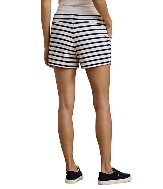 Lauren Ralph Lauren Striped French Terry Embroidered High Rise Shorts Product Image