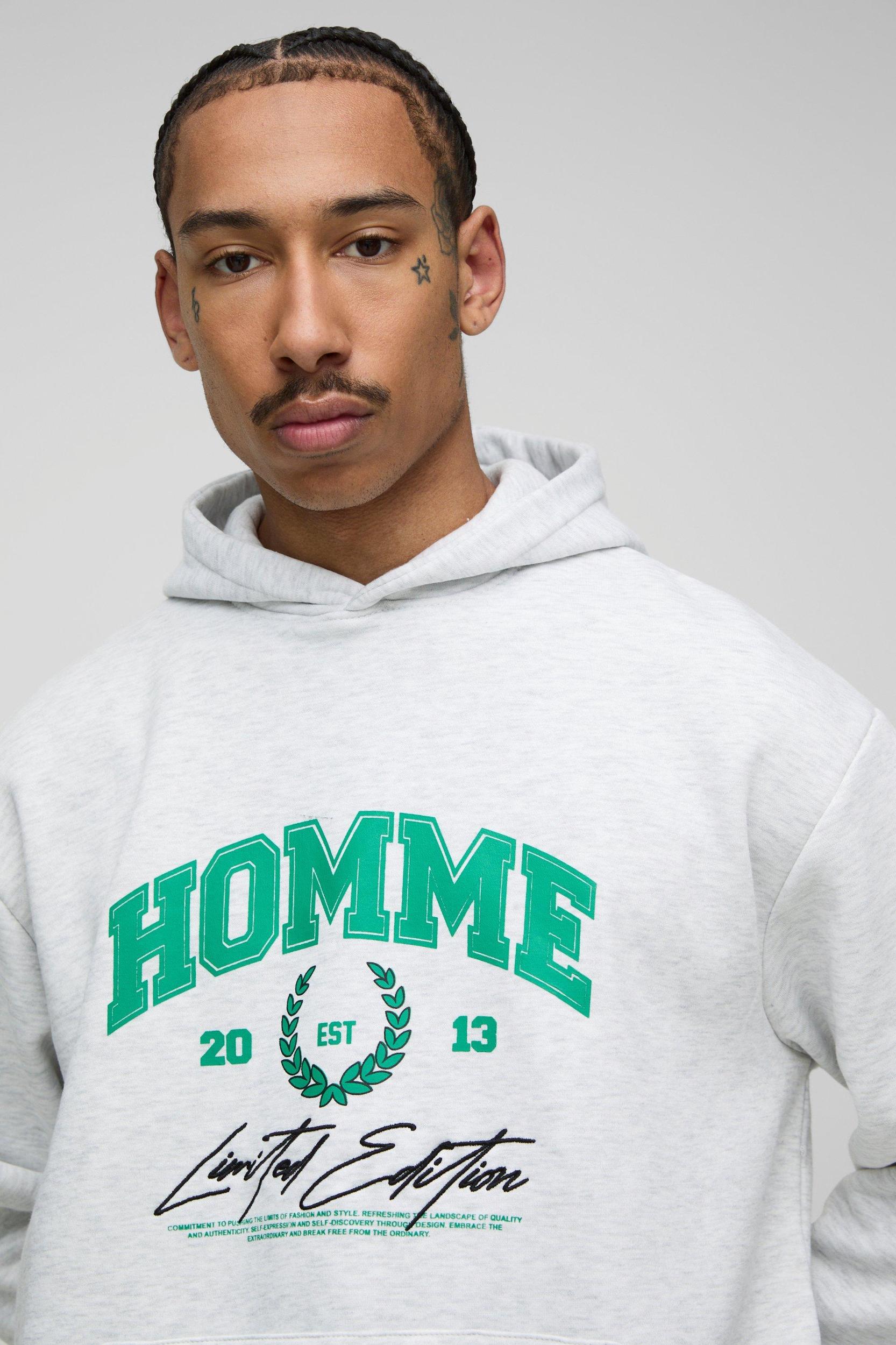 Oversized Homme Varsity Hoodie | boohooMAN USA Product Image