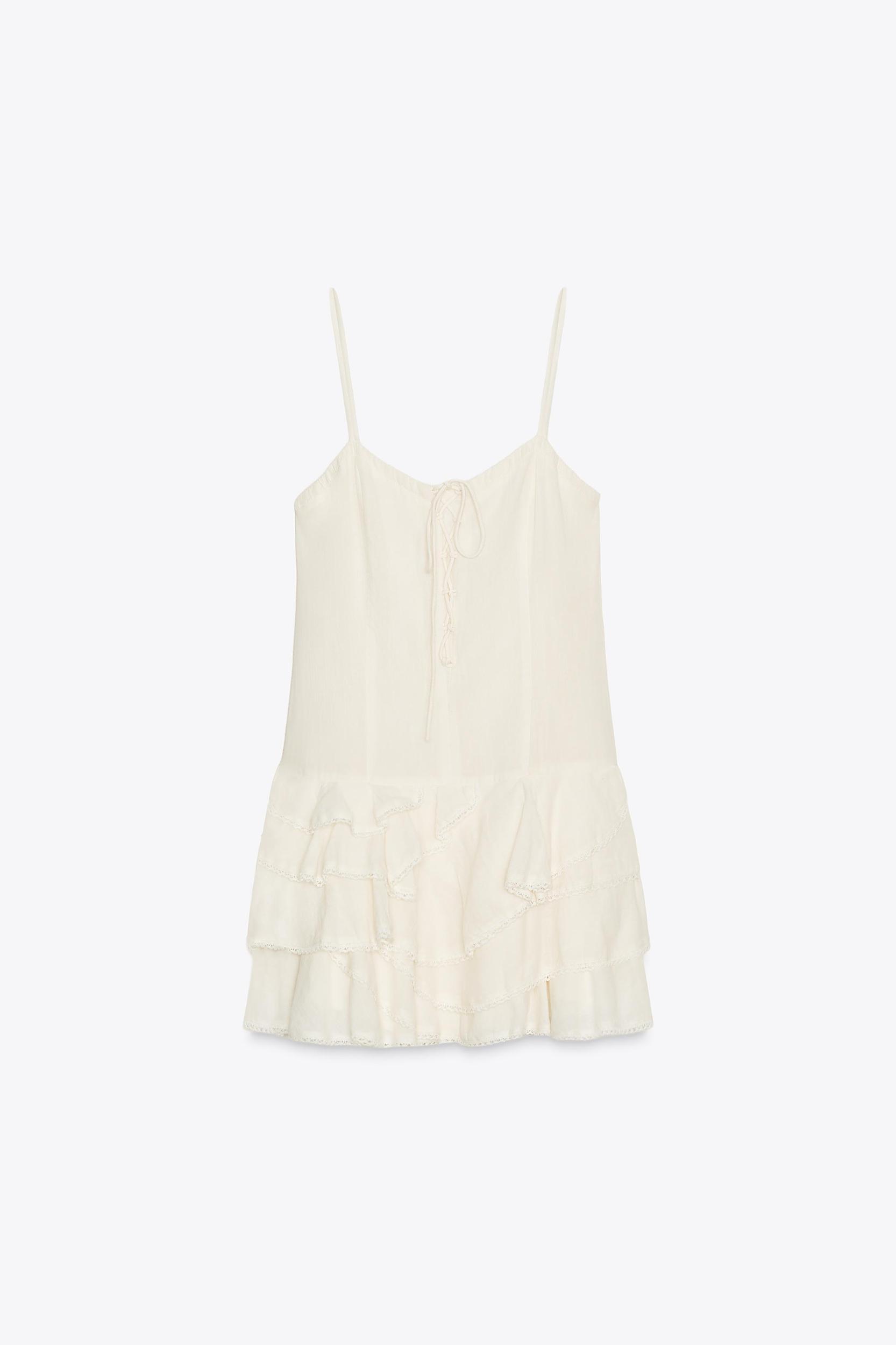 RUFFLED CHIFFON SHORT DRESS Product Image