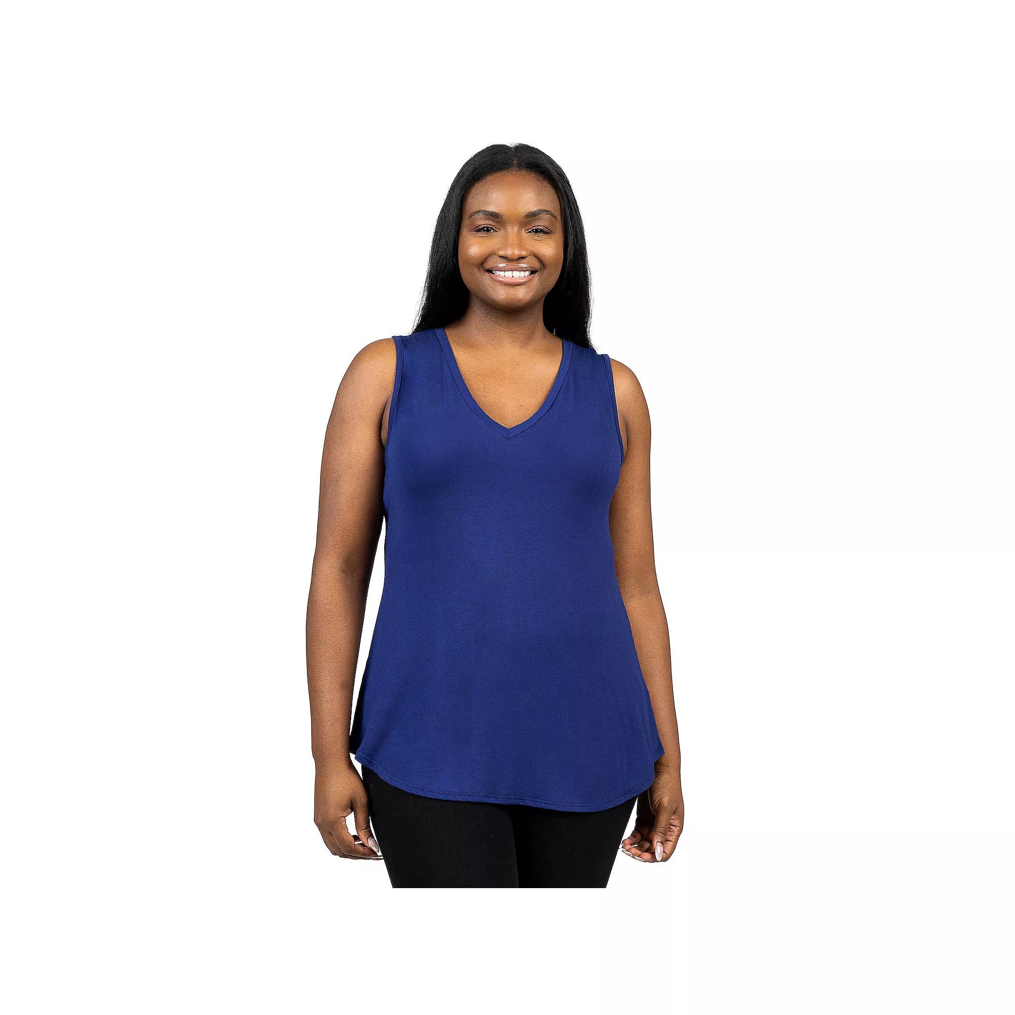 Plus Size 24Seven Comfort Apparel V-Neck Sleeveless Rounded Hemline Top, Womens Product Image