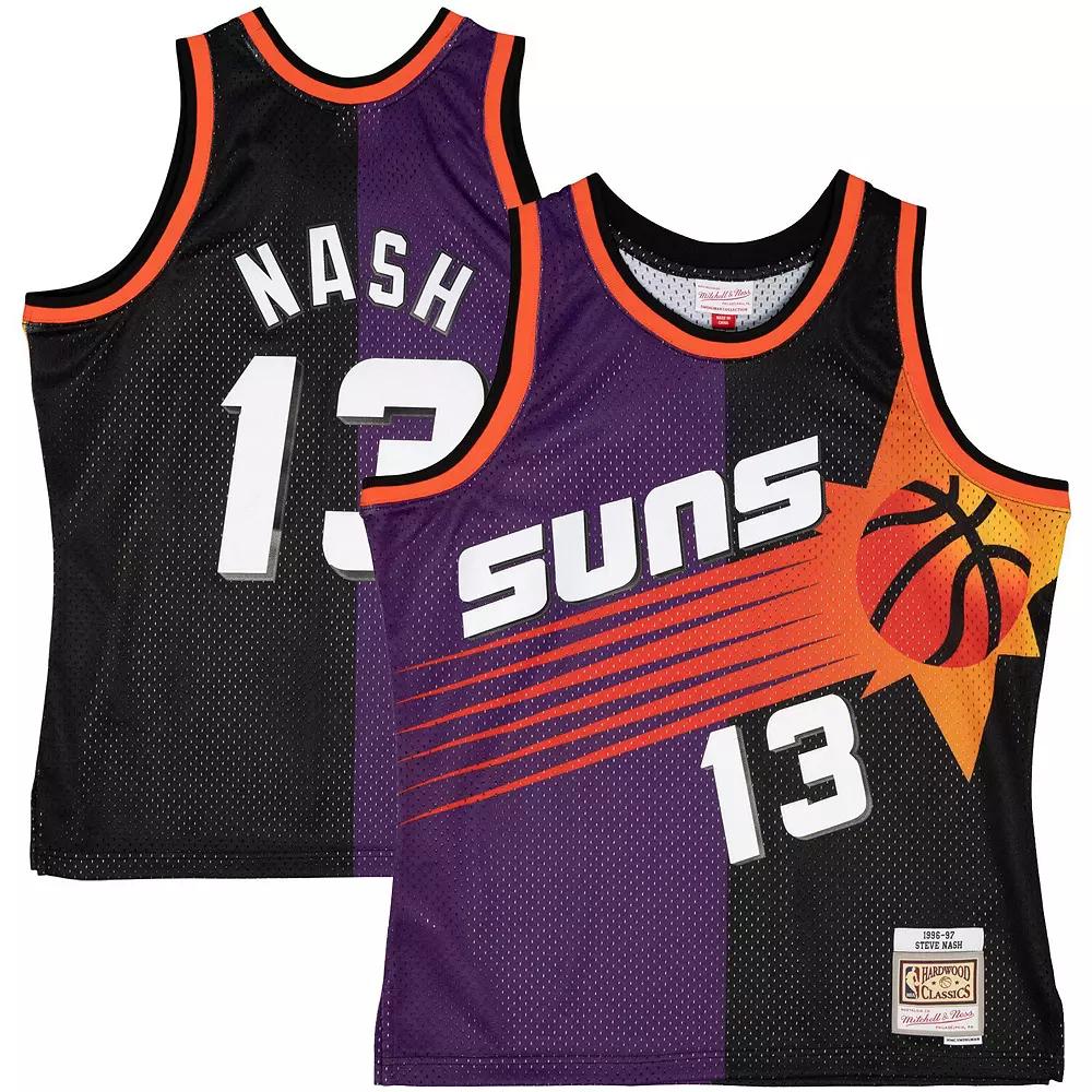 Men's Mitchell & Ness Steve Nash Purple/Black Phoenix Suns Big & Tall Hardwood Classics 1996/97 Split Swingman Jersey,  Product Image