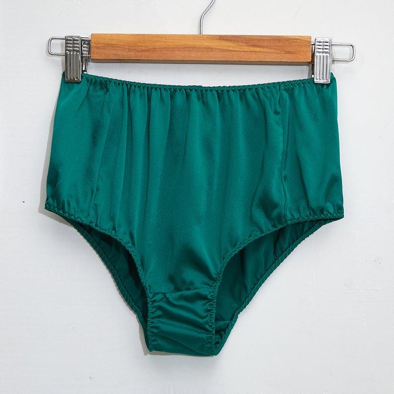 Emerald Green Pure Mulberry Silk French Cut Panties | High Waist | 22 Momme | Float Collection Product Image