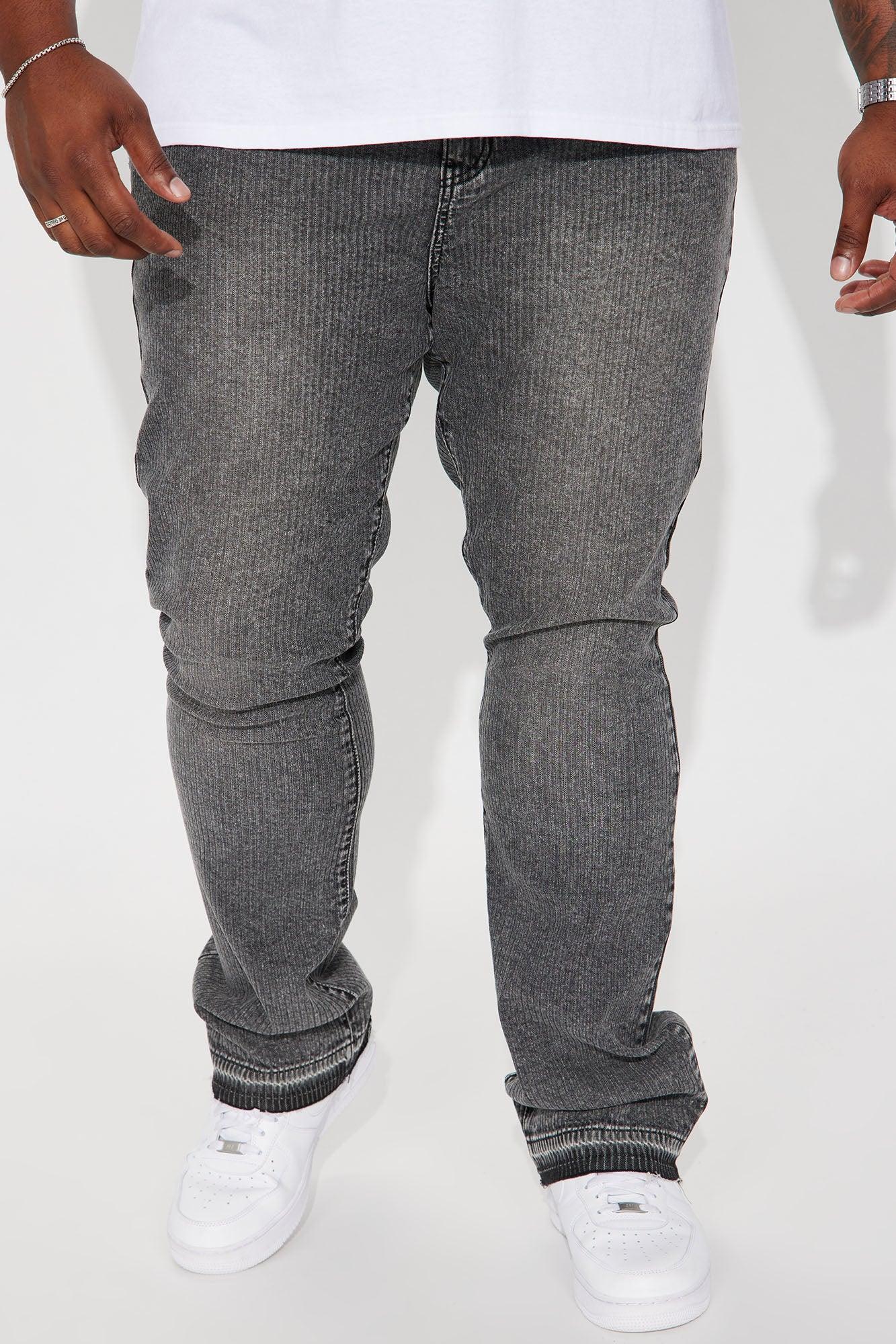 Line Em Up Stacked Skinny Flare Jeans - Grey Product Image