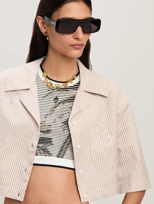 CURVED LOGO CROPPED SHIRT CAMEL - OFF WH Product Image