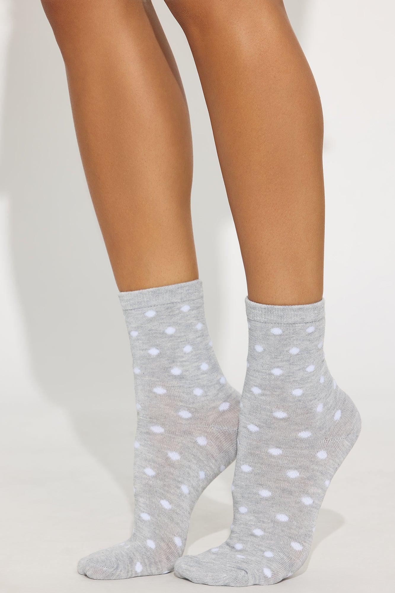 Stripes And Polka Dot 3 Pack Socks - Grey/combo Female Product Image