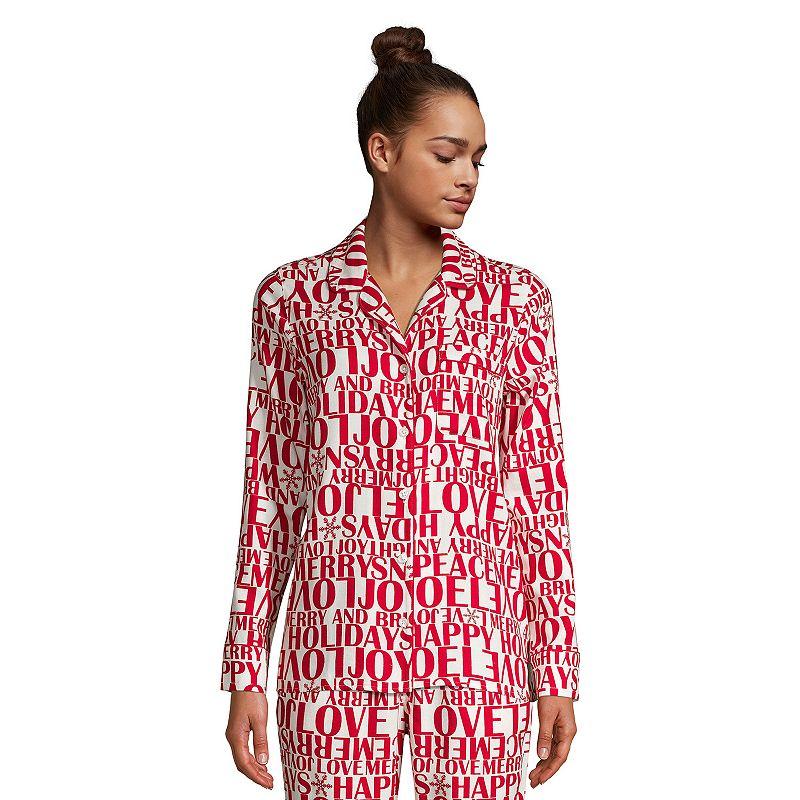 Women's Lands' End Long Sleeve Flannel Pajama Top,  Product Image
