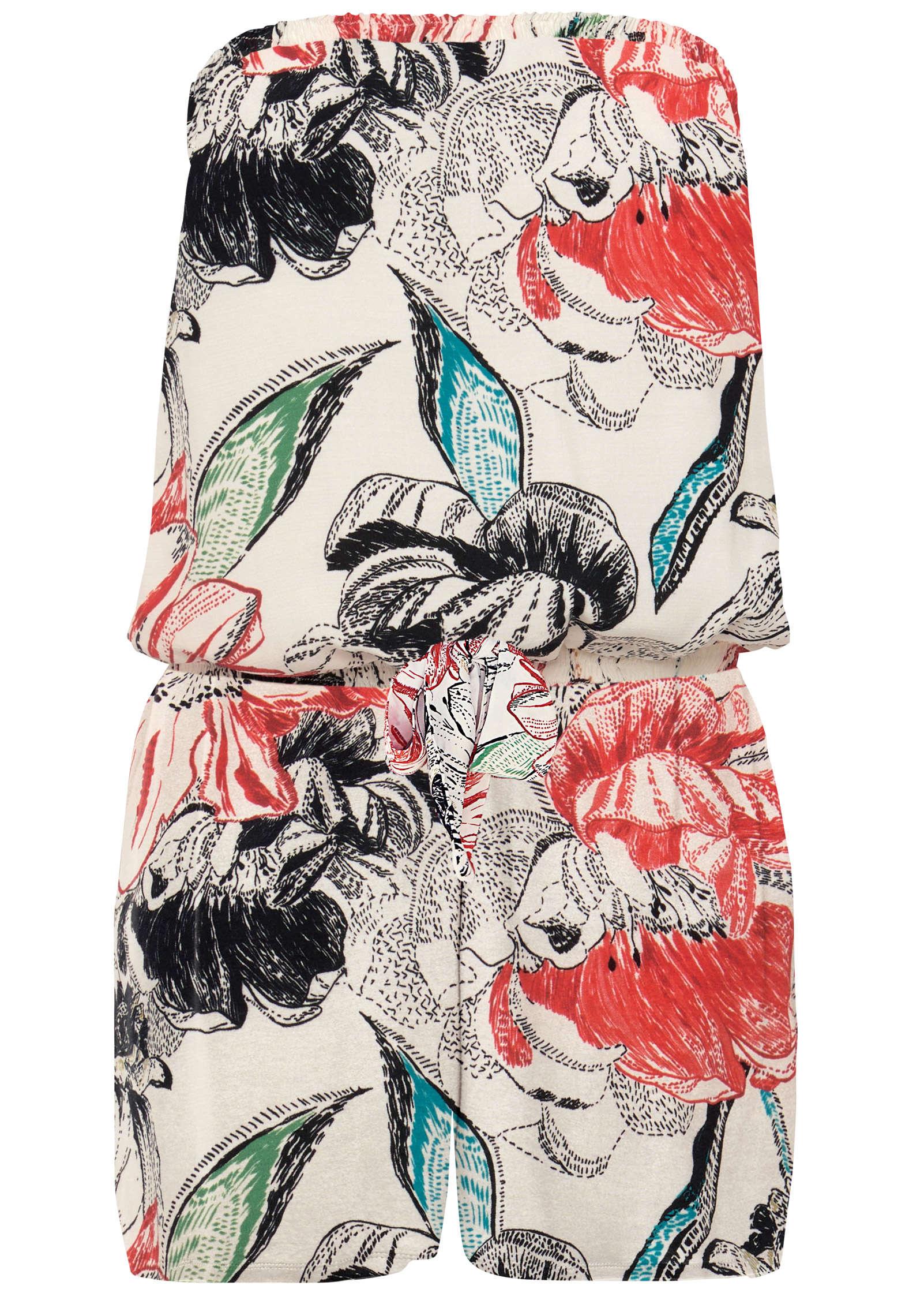 Strapless Blouson Romper - Red Multi Product Image