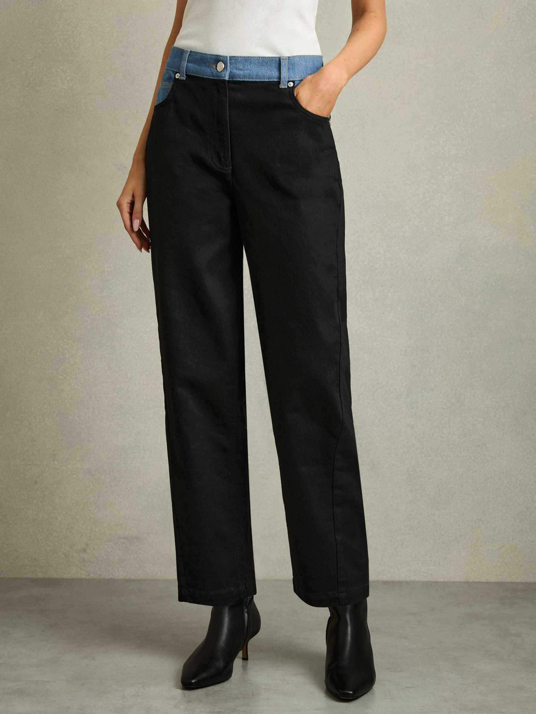 Colour-Block Straight-Leg Jeans in Black Product Image