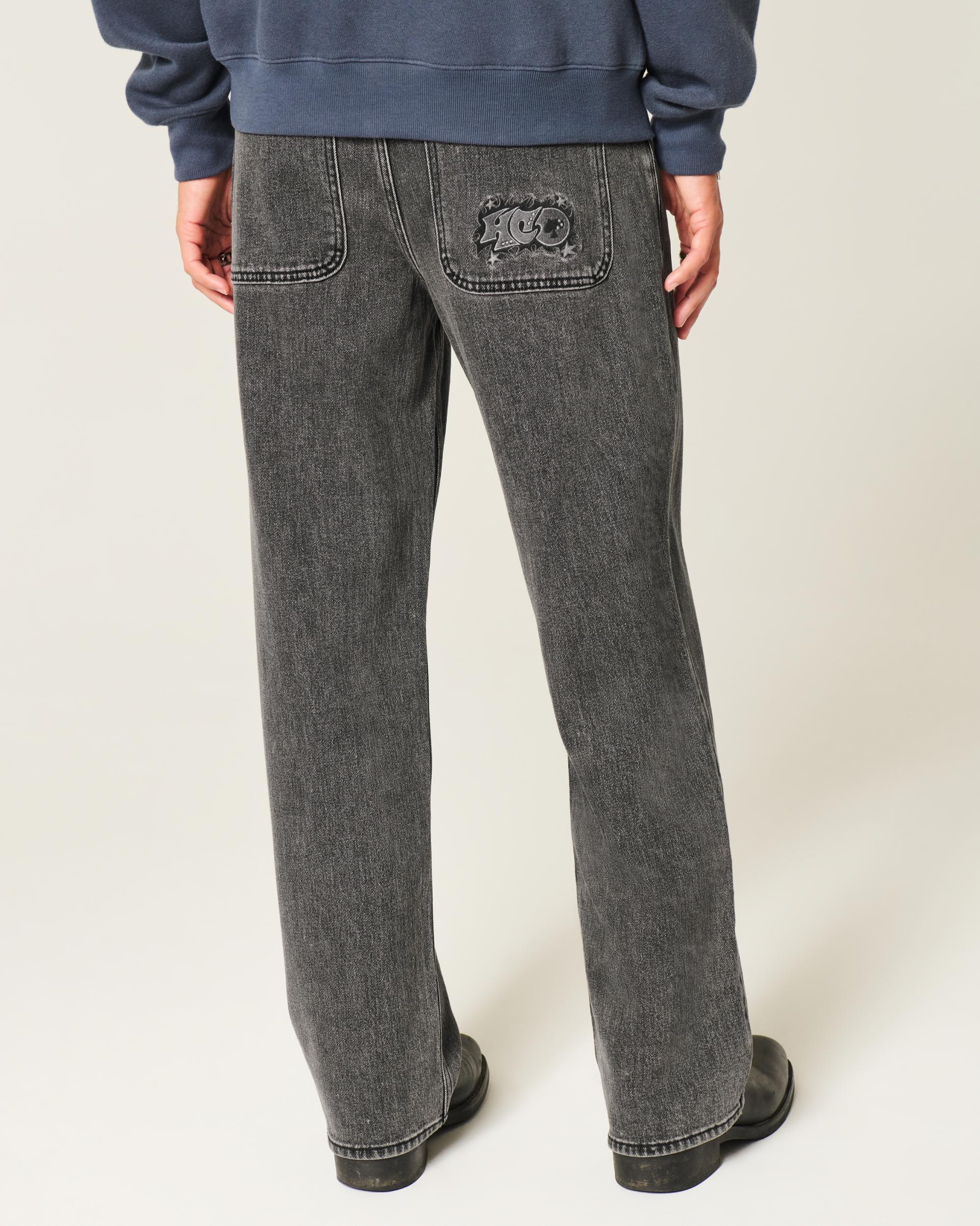 Washed Black Logo Graphic Baggy Jeans Product Image