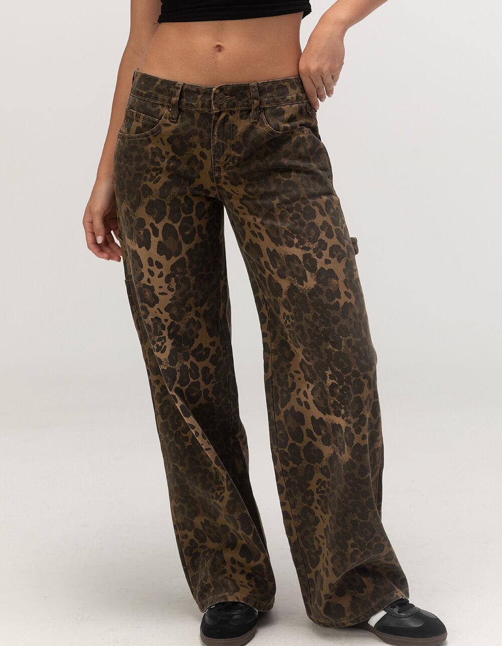 RSQ Womens Low Rise Leopard Baggy Carpenter Pants - LEOPARD BROWN Product Image