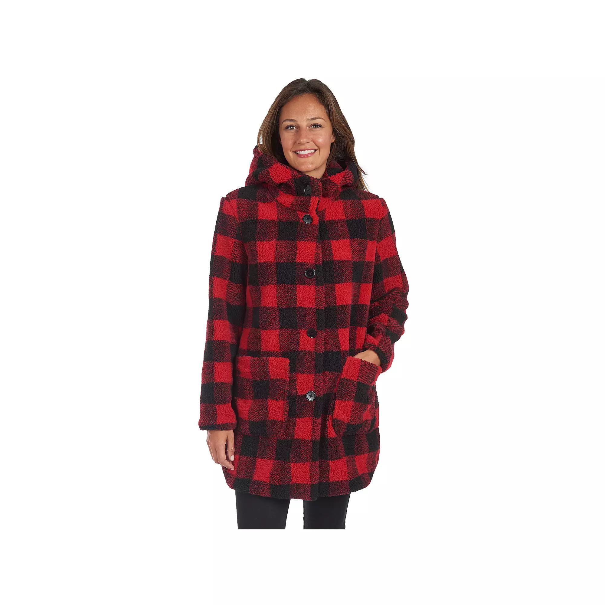 Womens Fleet Street Plaid Faux Fur Long Coat Product Image