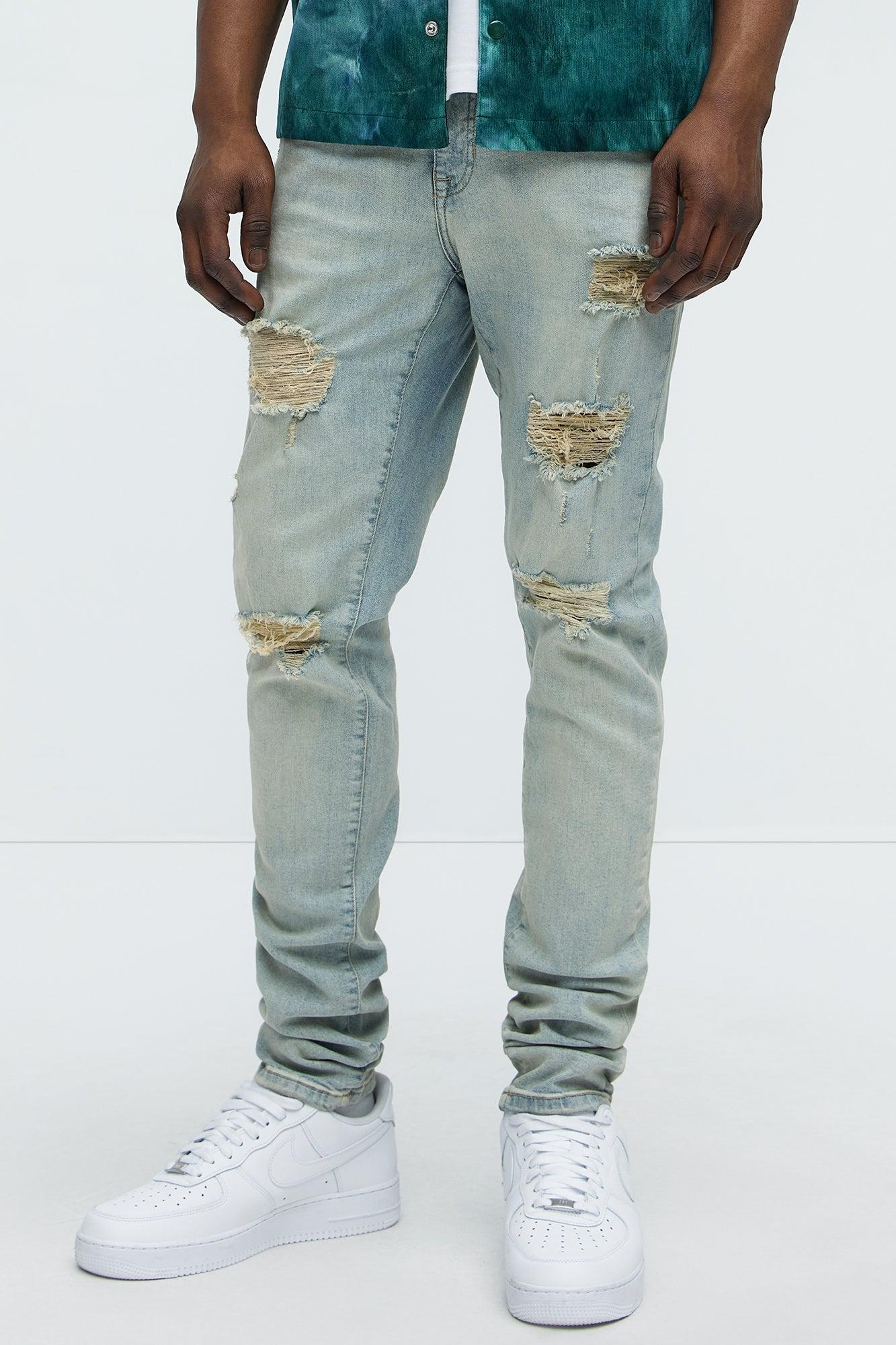 Down Hill Stacked Skinny Jeans - Light Blue Wash Product Image