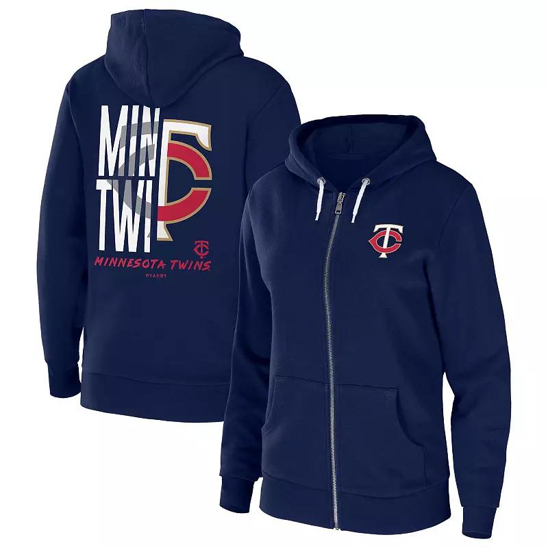Women's WEAR by Erin Andrews Navy Minnesota Twins Sponge Fleece Full-Zip Hoodie,  Product Image