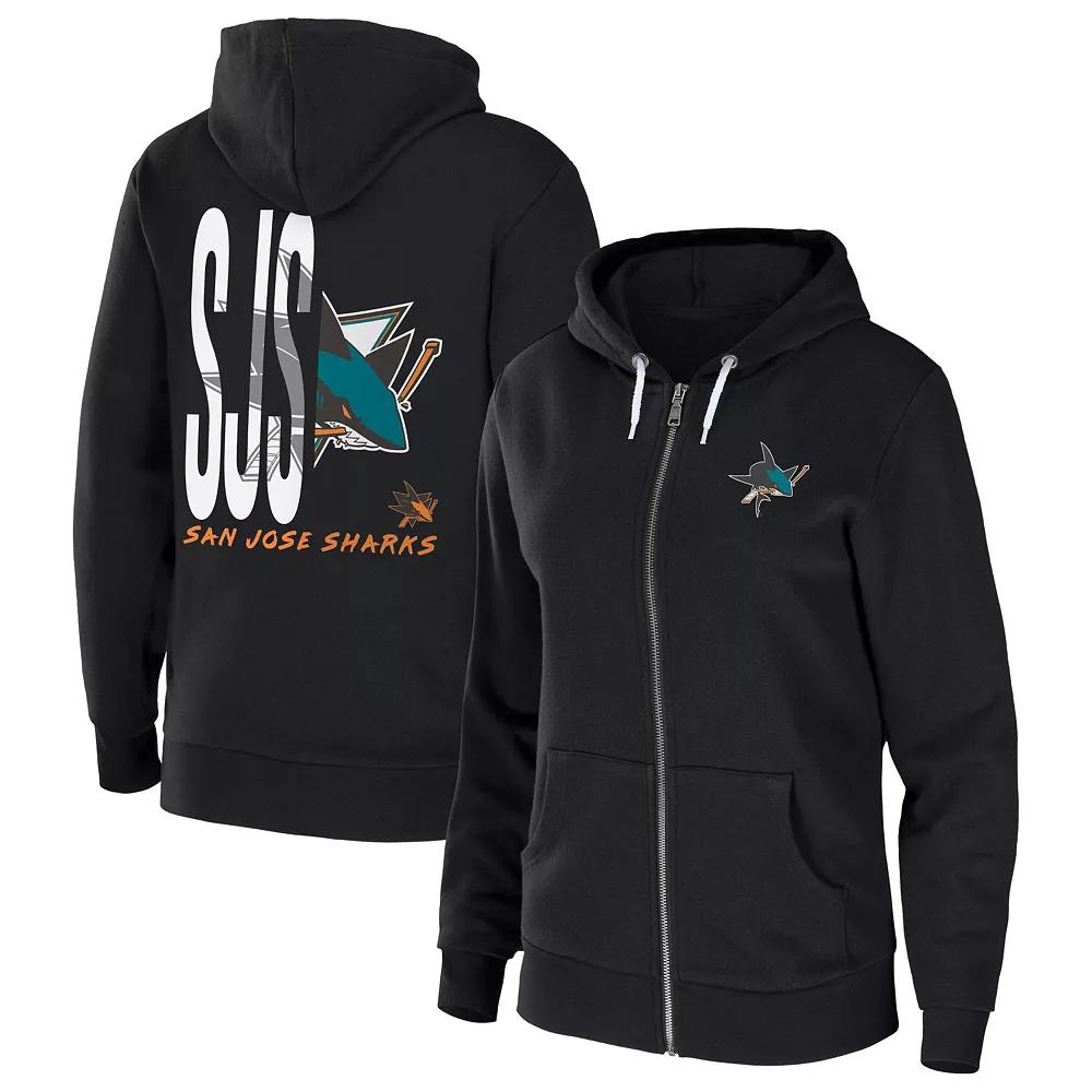 Women's WEAR by Erin Andrews Black San Jose Sharks Sponge Fleece Full-Zip Hoodie, Size: Medium, Sks Black Product Image