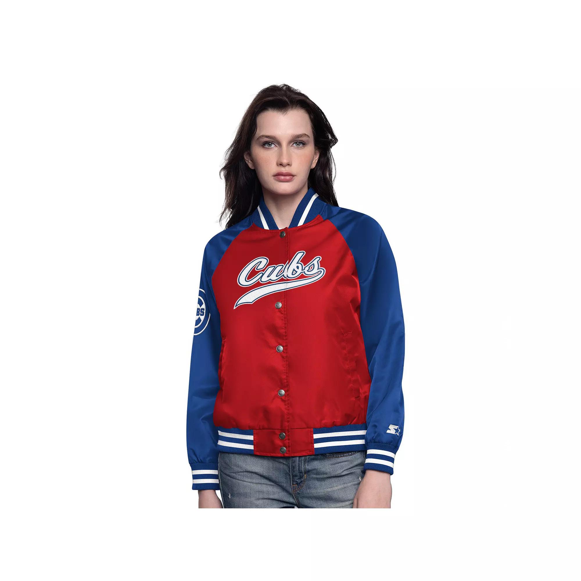 Women's Starter Red/Royal Chicago Cubs Home Run Full-Snap Varsity Jacket,  Product Image
