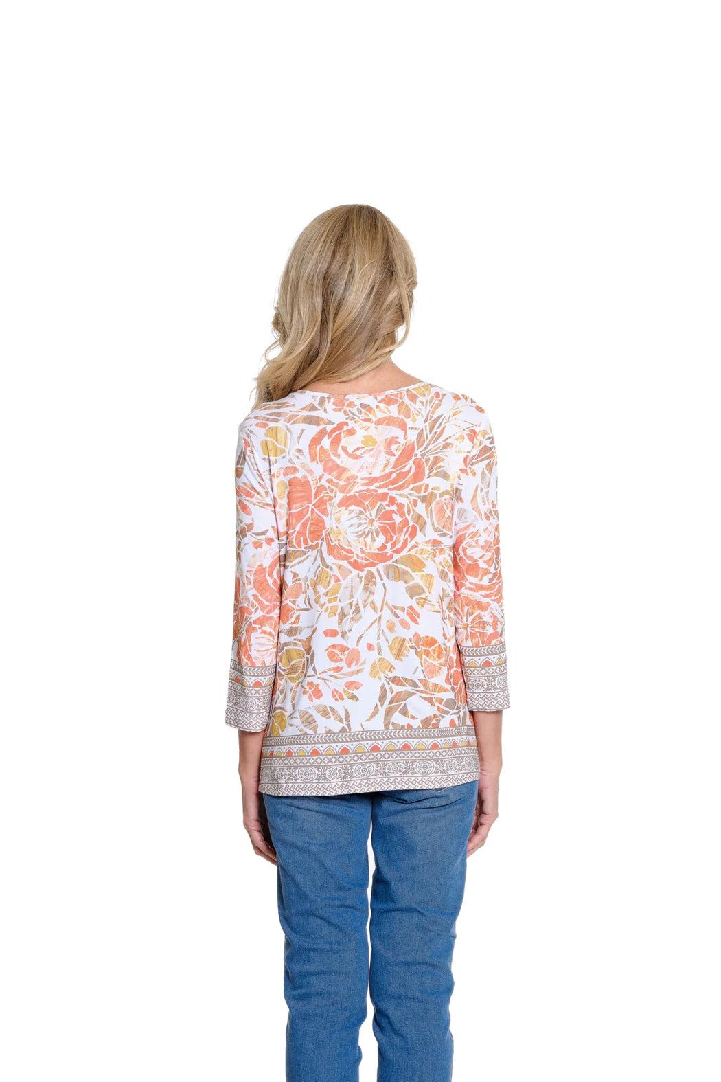 Embellished Border Print Scoop Neck Top Product Image
