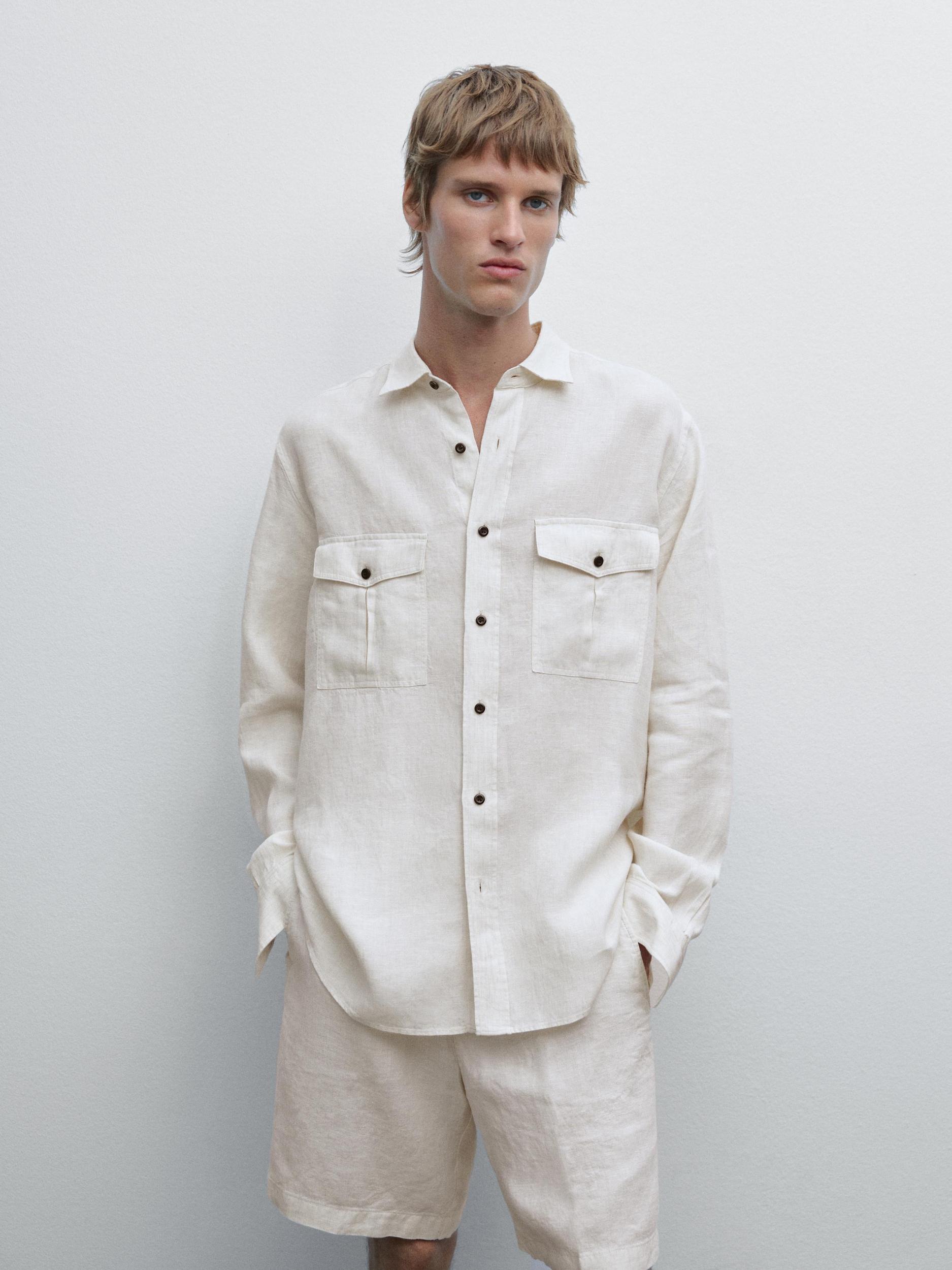 100% linen regular fit shirt Product Image