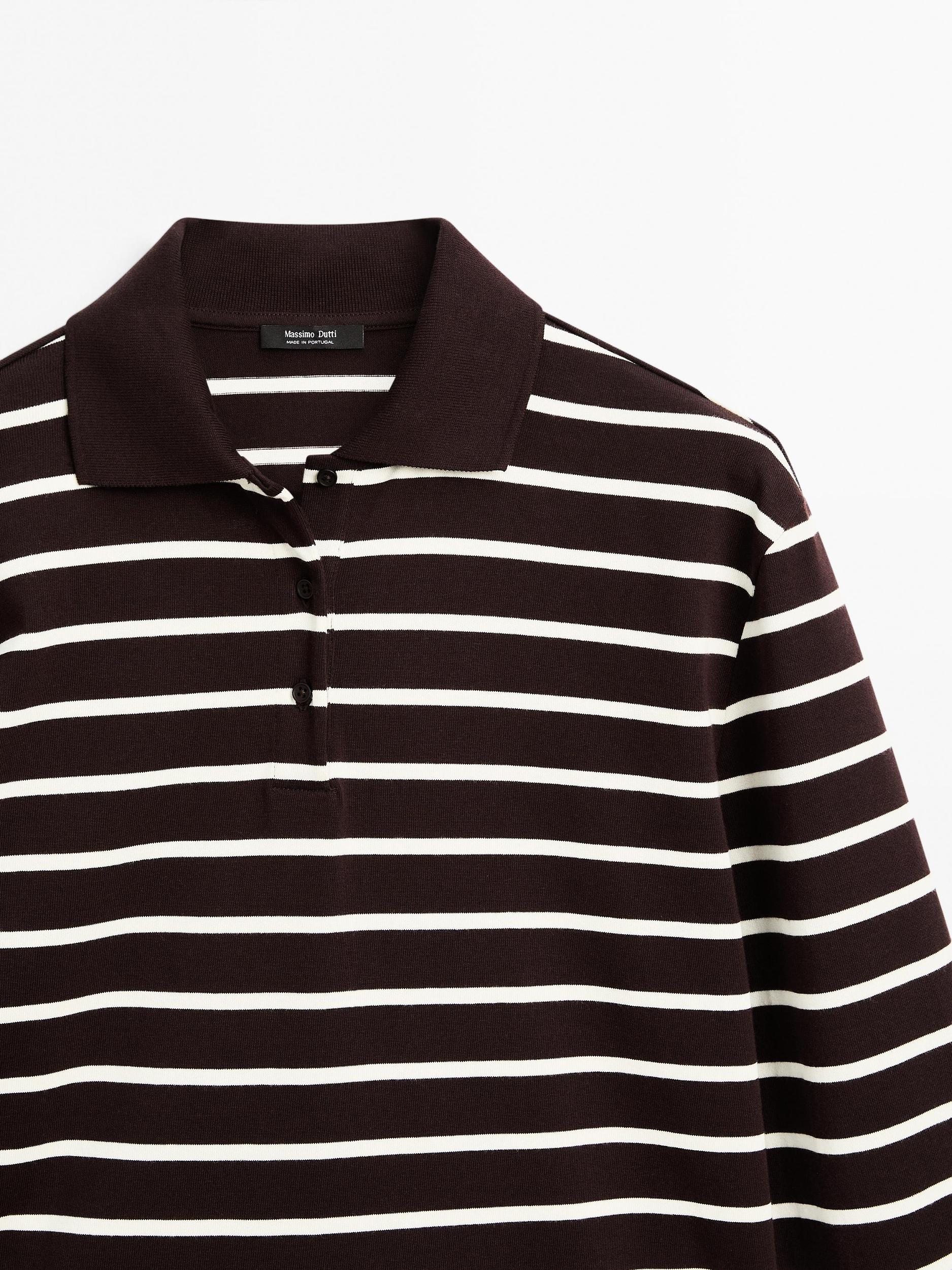 100% cotton striped polo shirt Product Image
