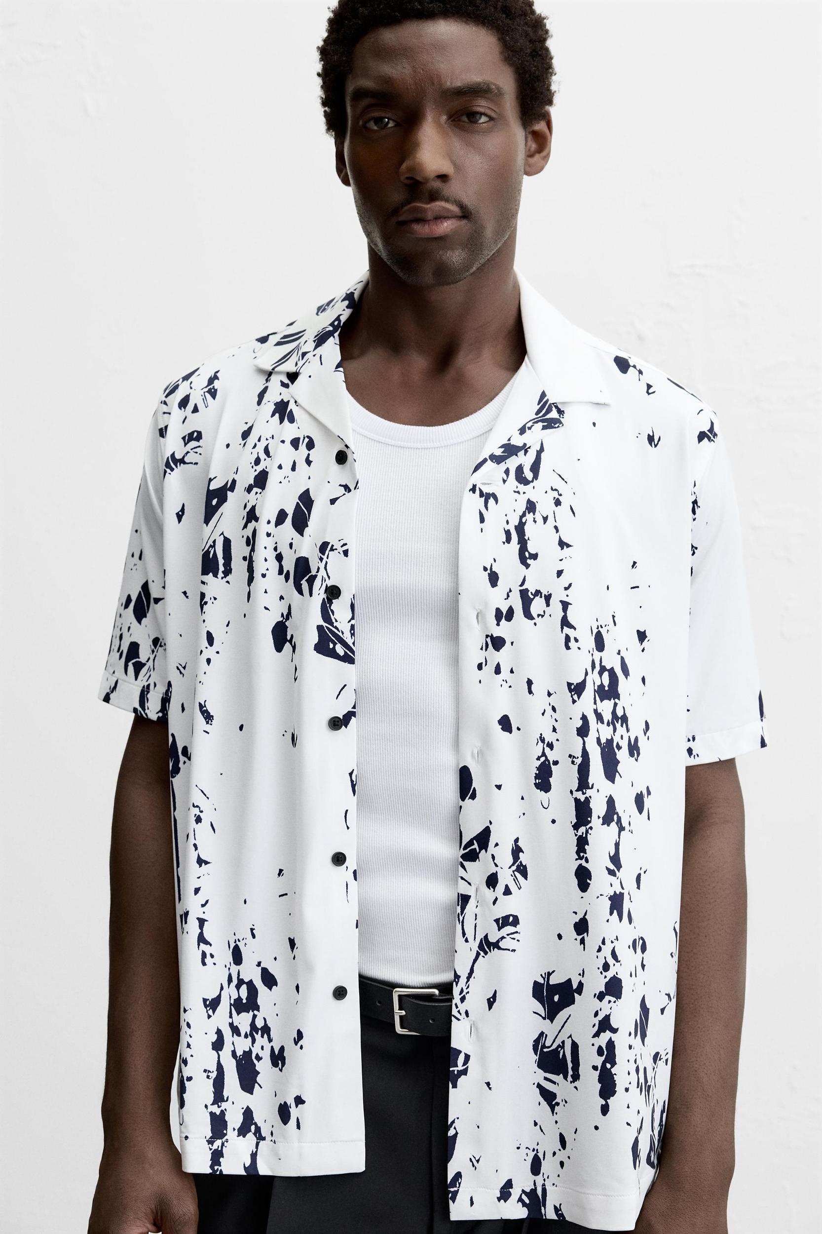 LEAF PRINT STRETCH SHIRT Product Image