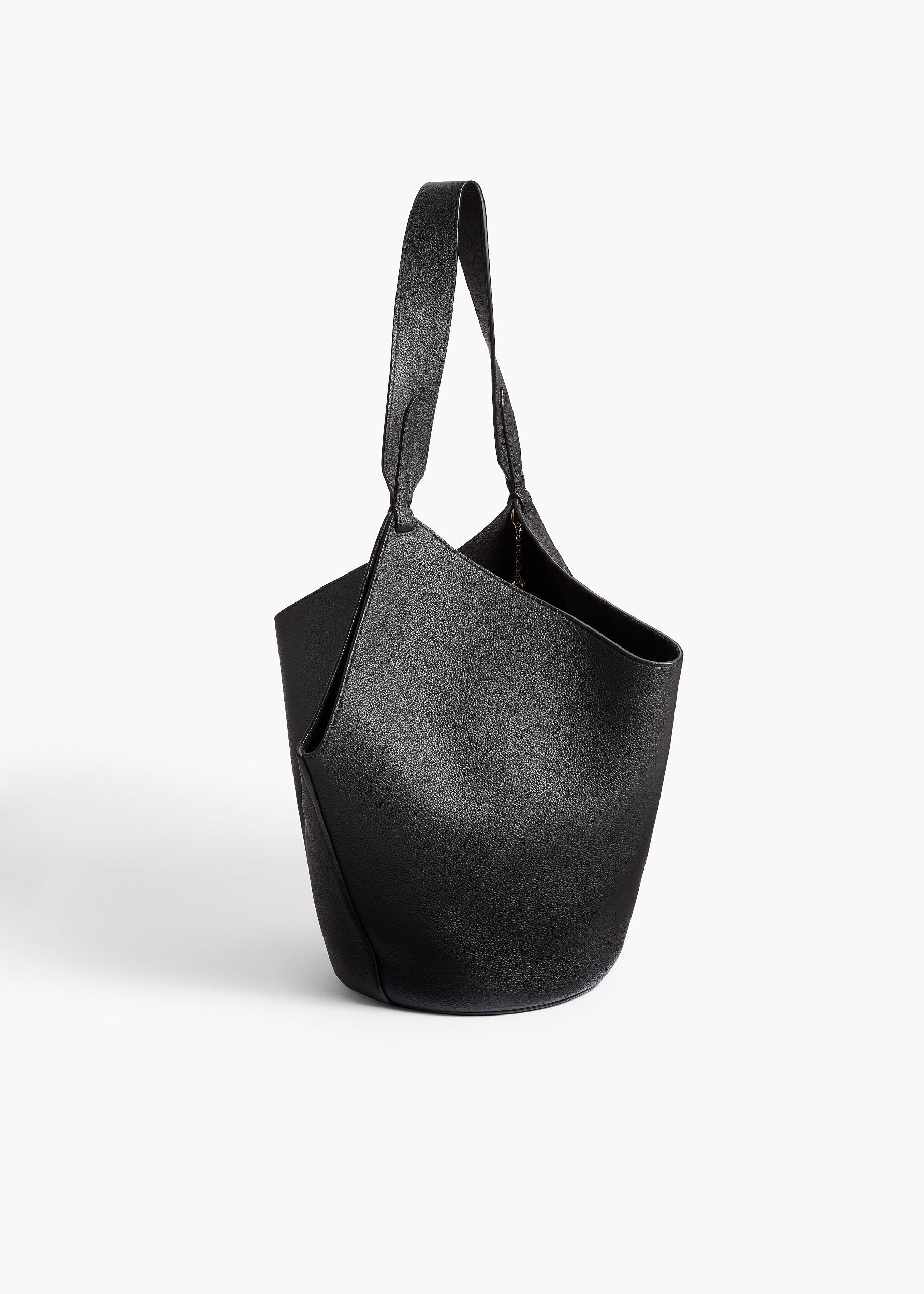 Small Lotus Tote in Black Pebbled Leather Product Image