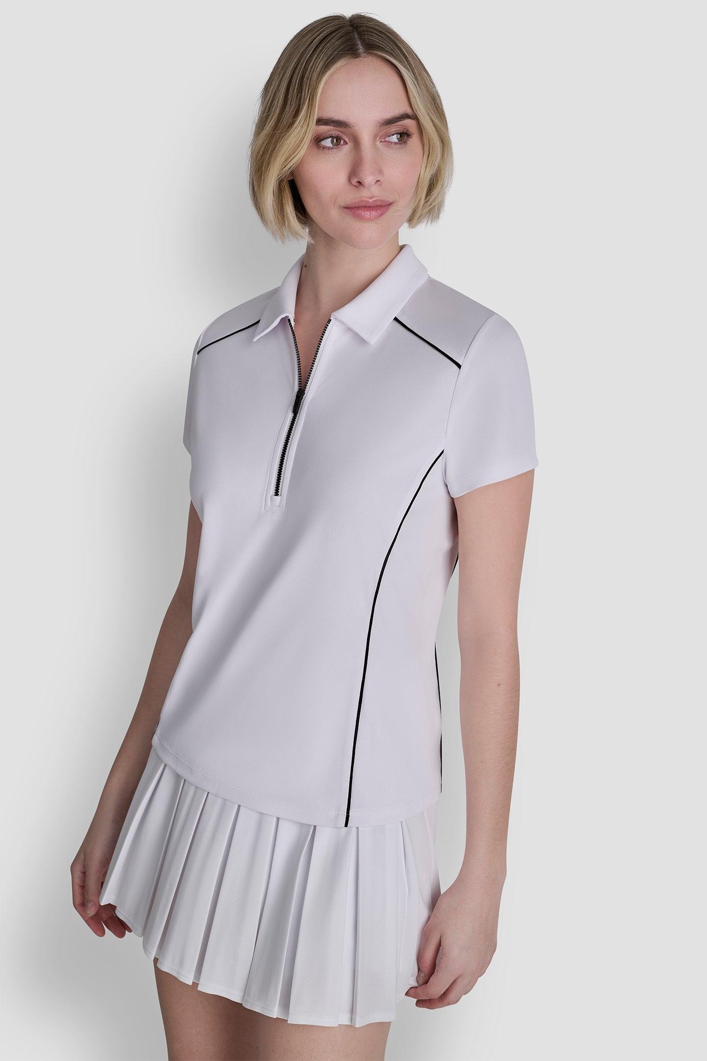 COURT PIQUÉ PIPED HALF-ZIP POLO Product Image