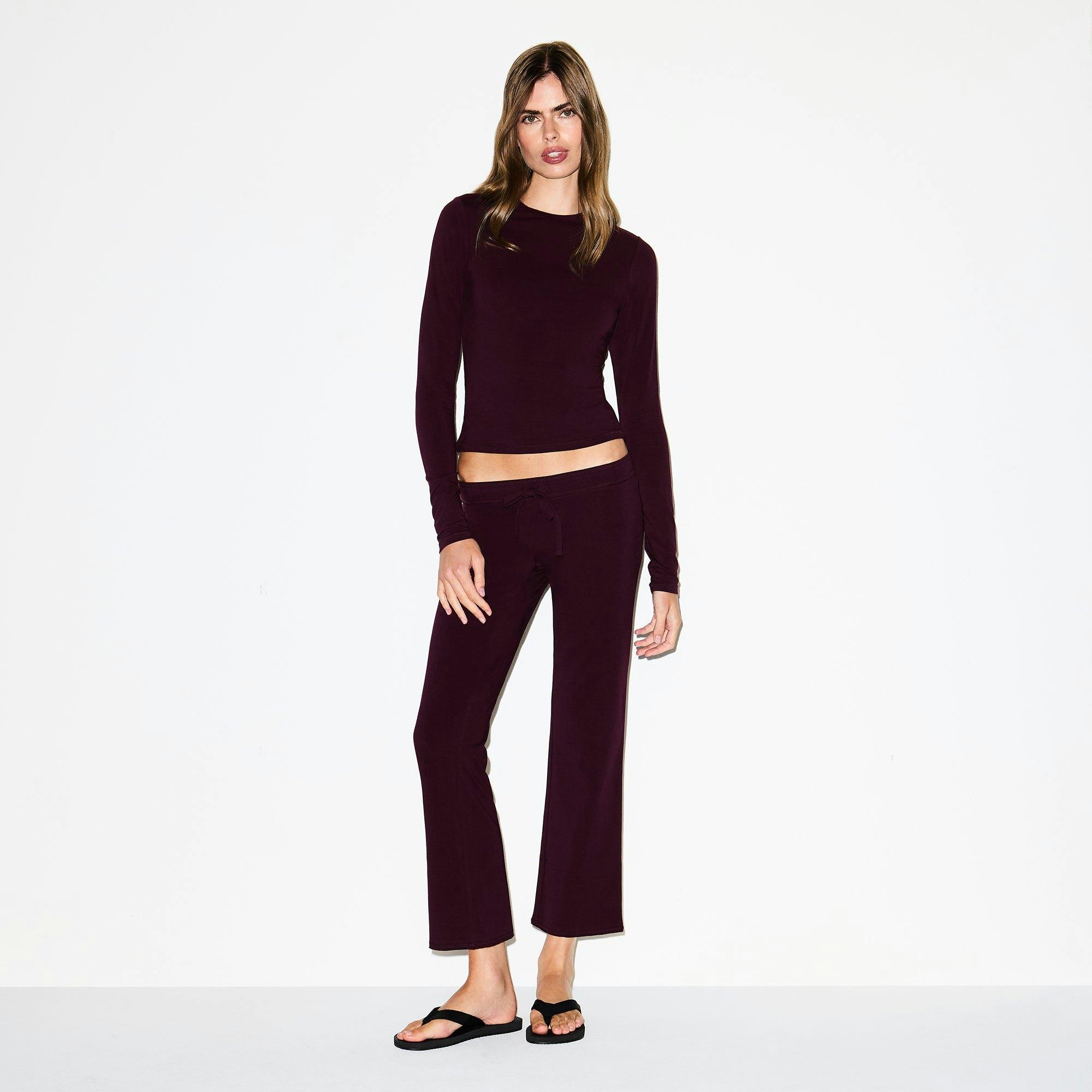 COTTON JERSEY LOW RISE CROP PANT | CURRANT Product Image