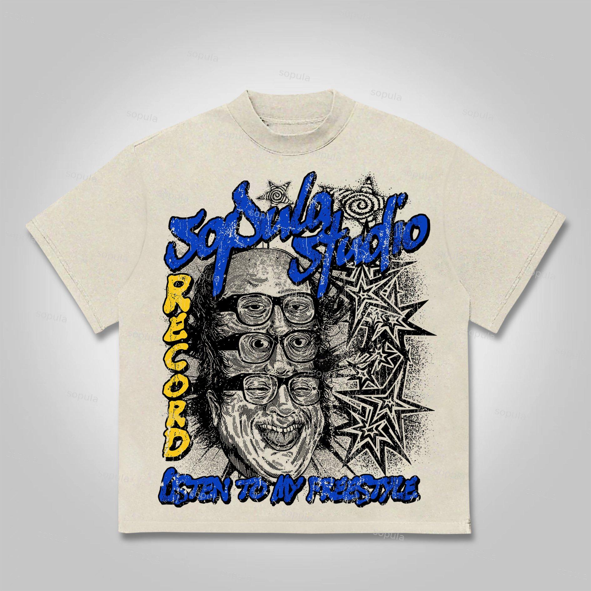 Sopula Studio Fun Portrait Graphic Print Cotton T-Shirt Product Image