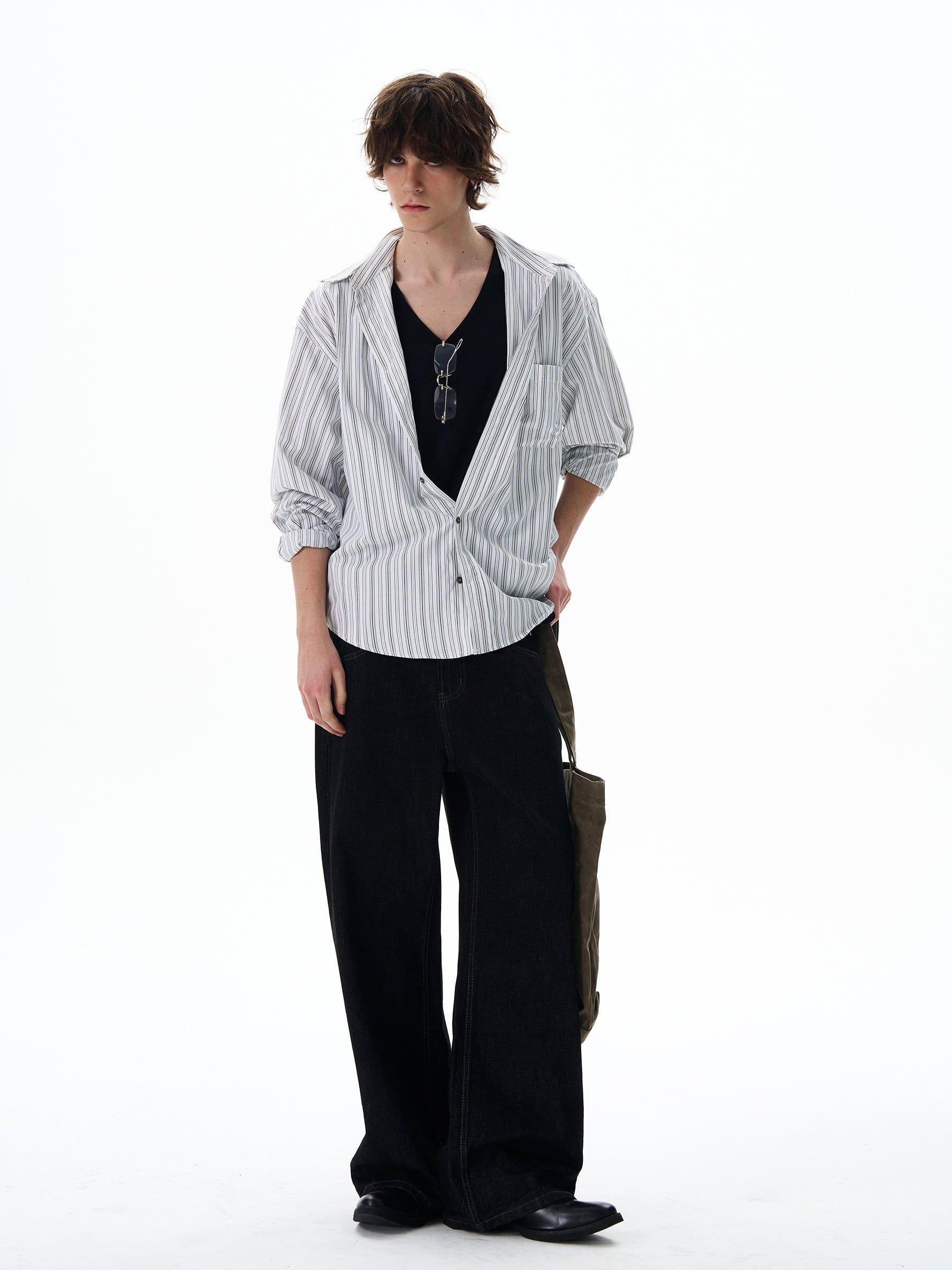 RT No. 12709 VERTICAL STRIPED COLLAR SHIRT Product Image