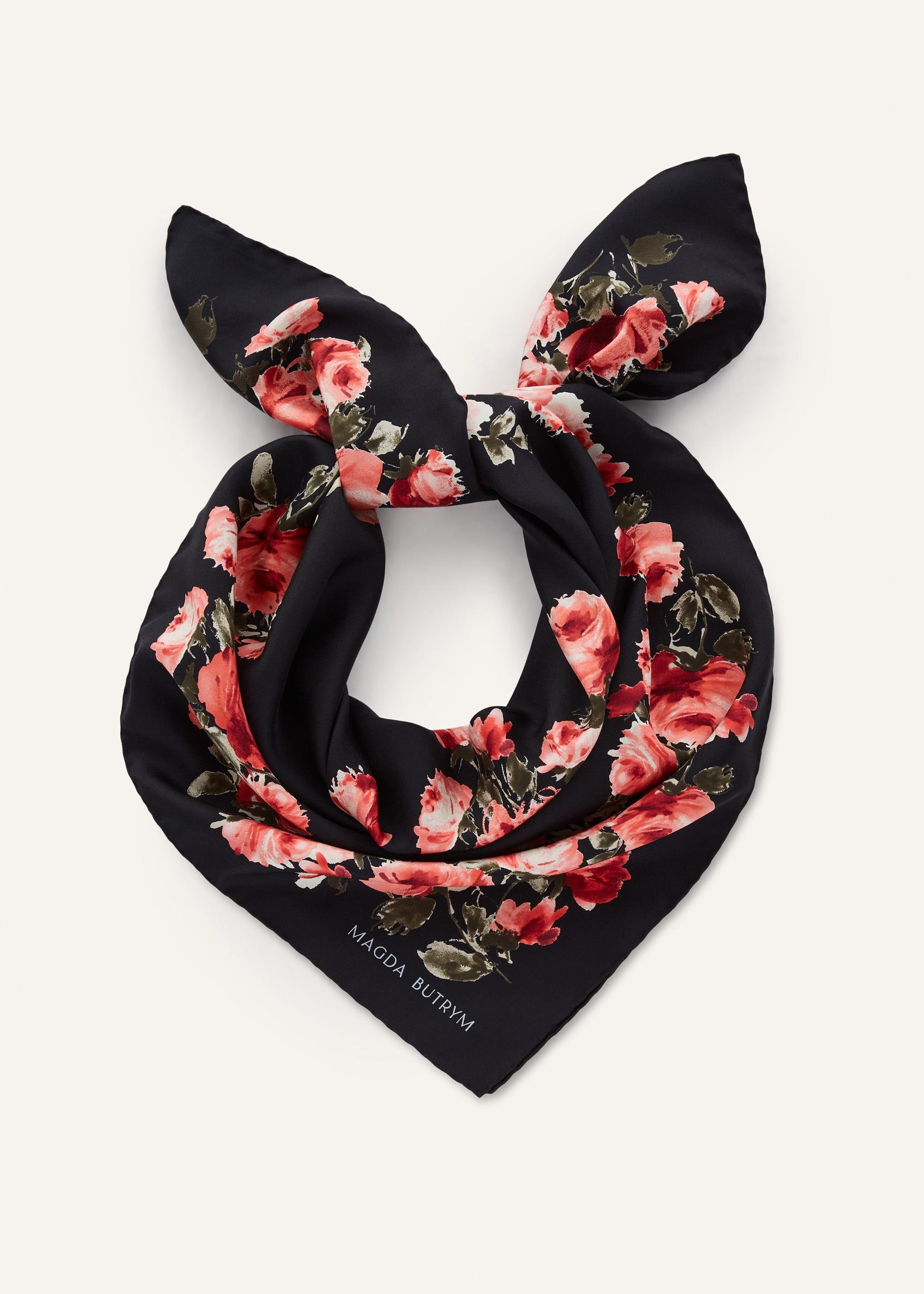 Floral-print scarf in black Product Image