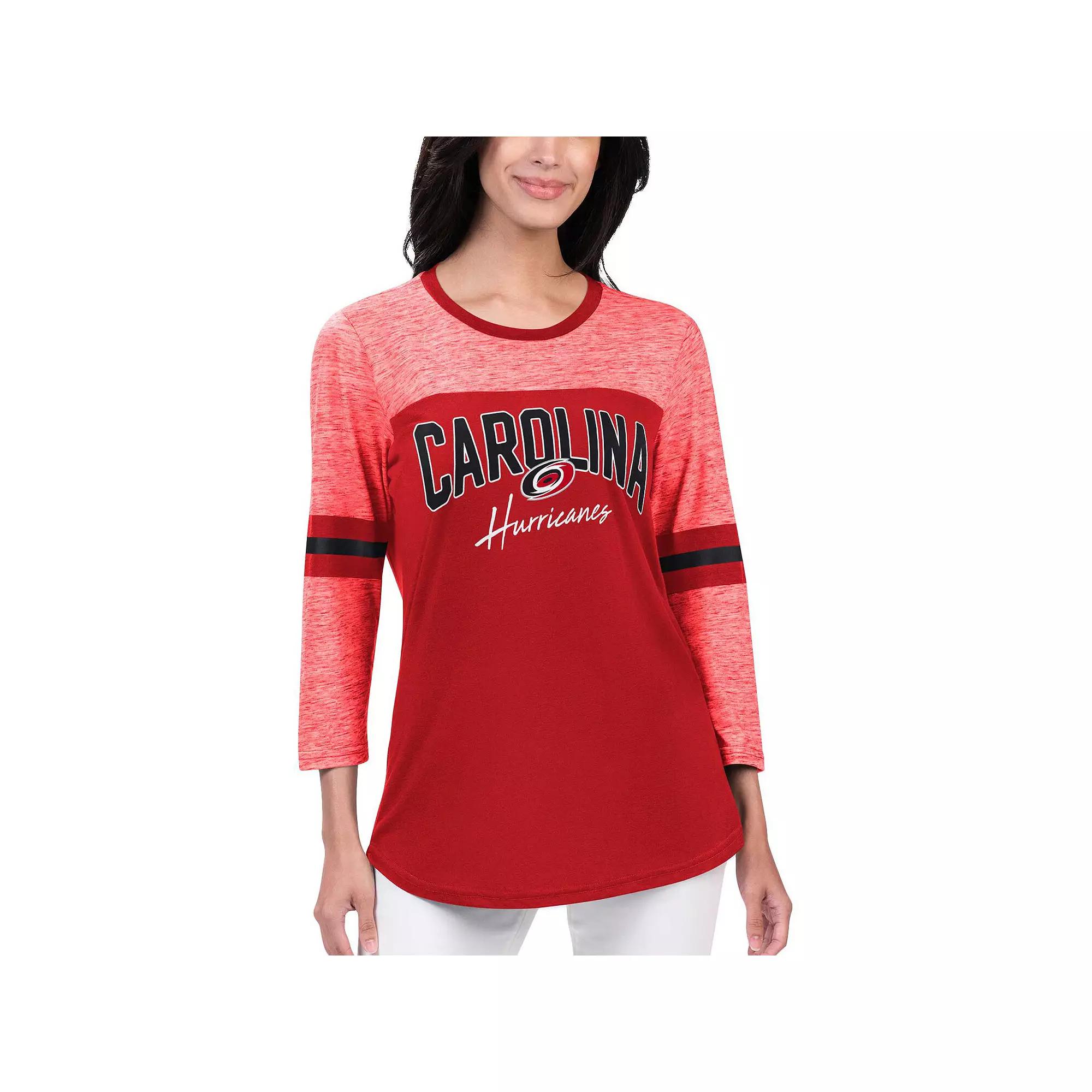 Women's G-III 4Her by Carl Banks Red Carolina Hurricanes Play The Game 3/4-Sleeve T-Shirt,  Product Image