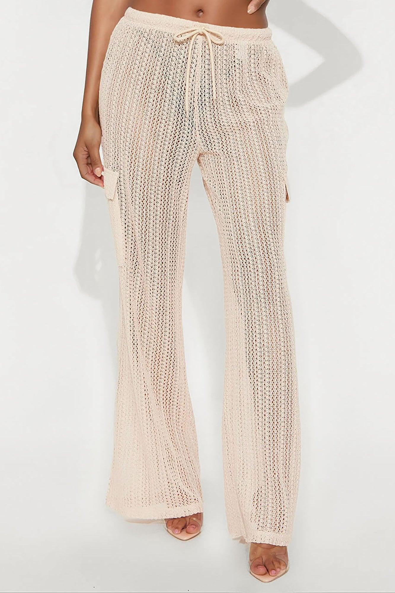Fun Times Crochet Wide Leg Pant - Cream Female Product Image