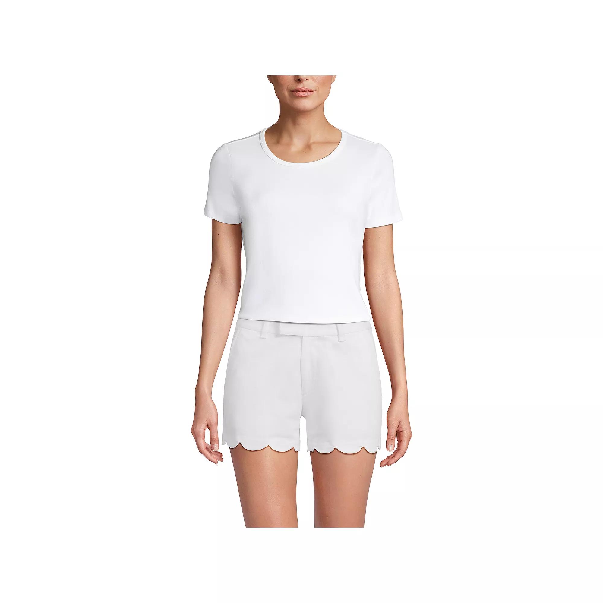 Women's Lands' End Mid Rise Scallop Hem 5-in. Chino Shorts,  Product Image