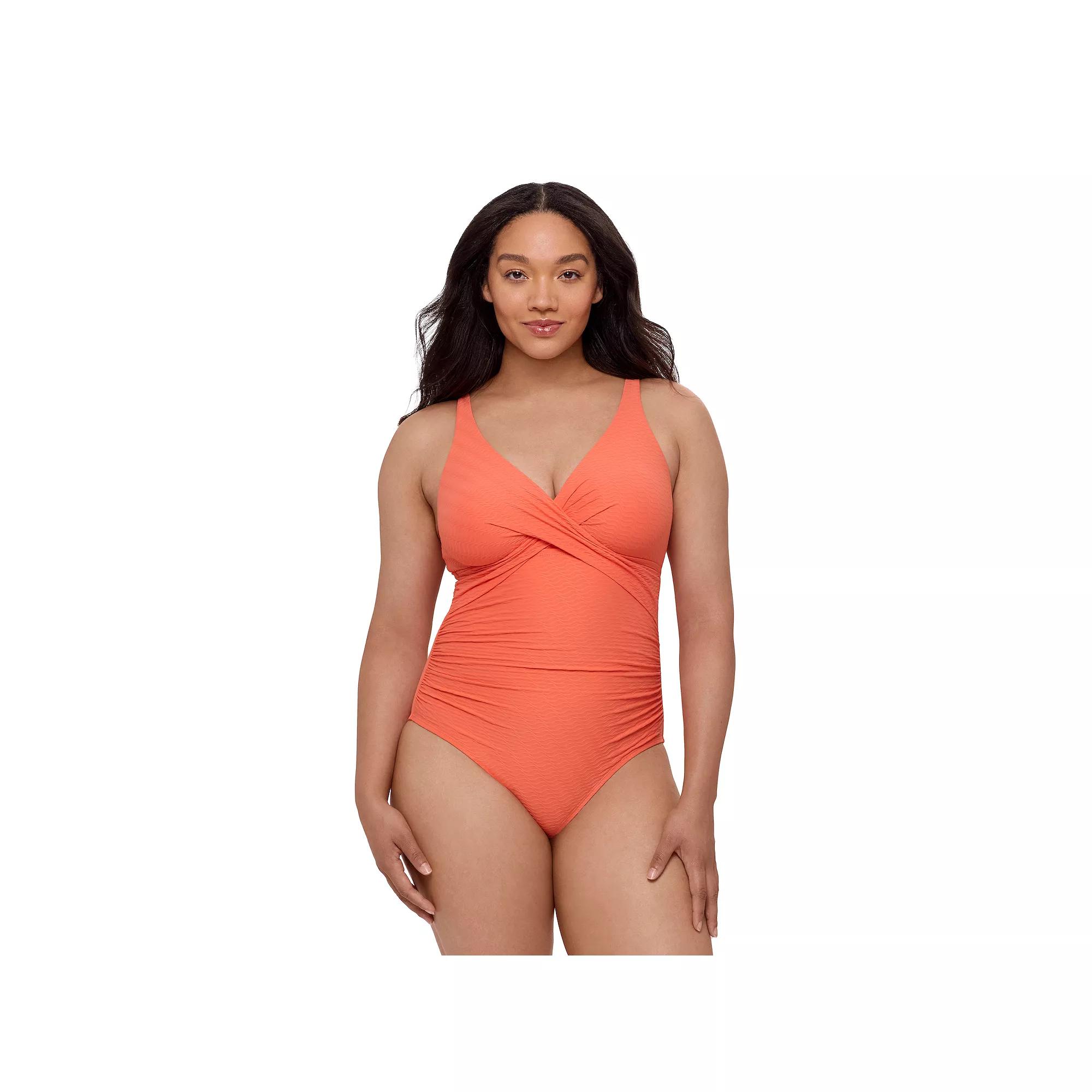 Womens Bal Harbour Cross Front One-Piece Swimsuit Orange Product Image
