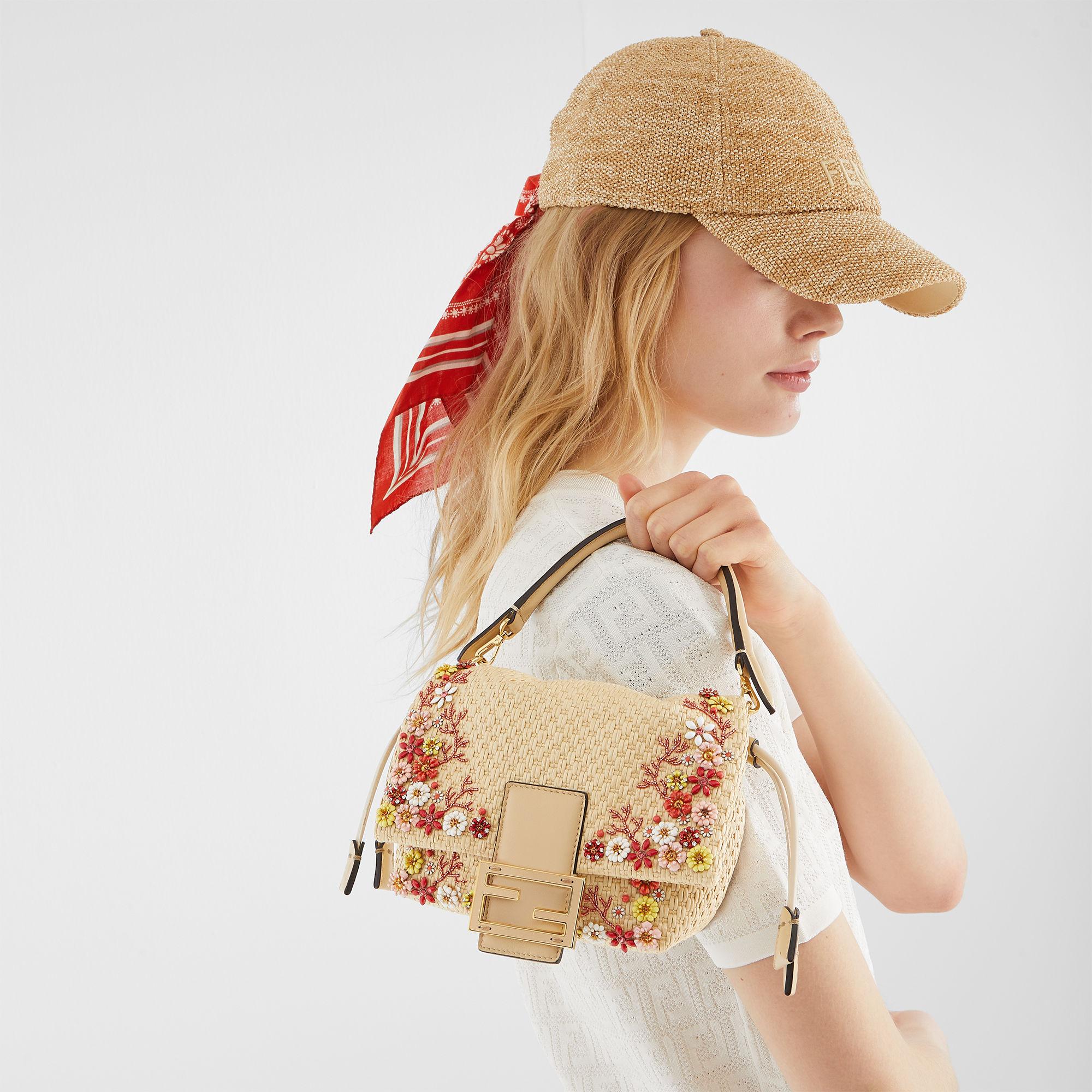 Mamma Baguette SmallWoven mini-bag with Sea Garden Flowers embroideries Product Image