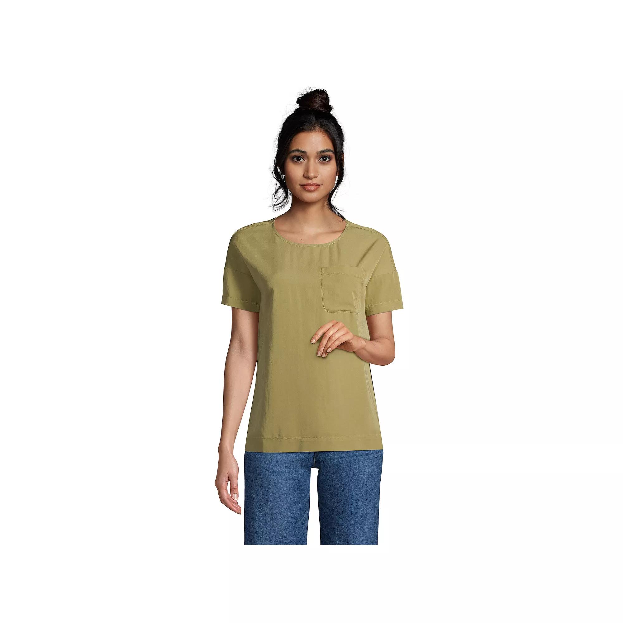 Women's Lands' End Comfy Short Sleeve Tee, Size: Medium, Simply Green Product Image