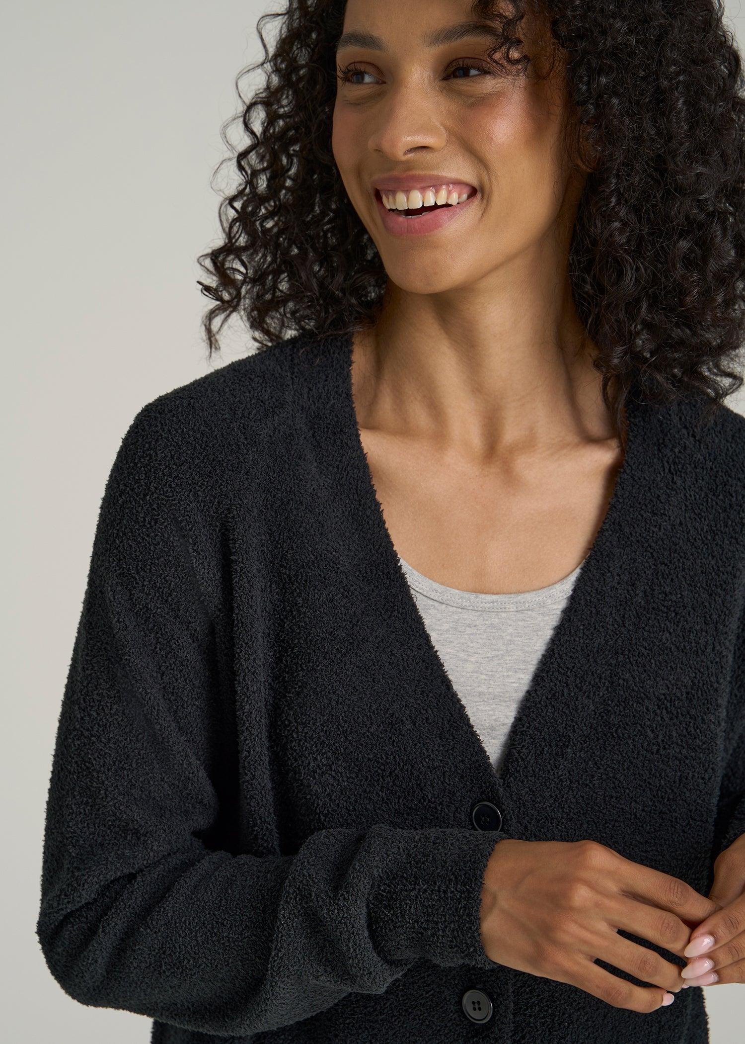 Chenille Cardigan for Tall Women in Black Female Product Image