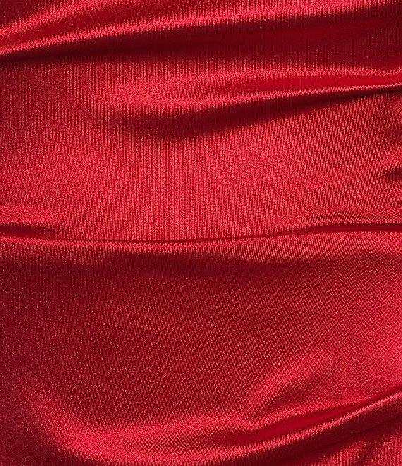 Honey and Rosie Satin Lace-Up Back Wrap Mini Dress Product Image