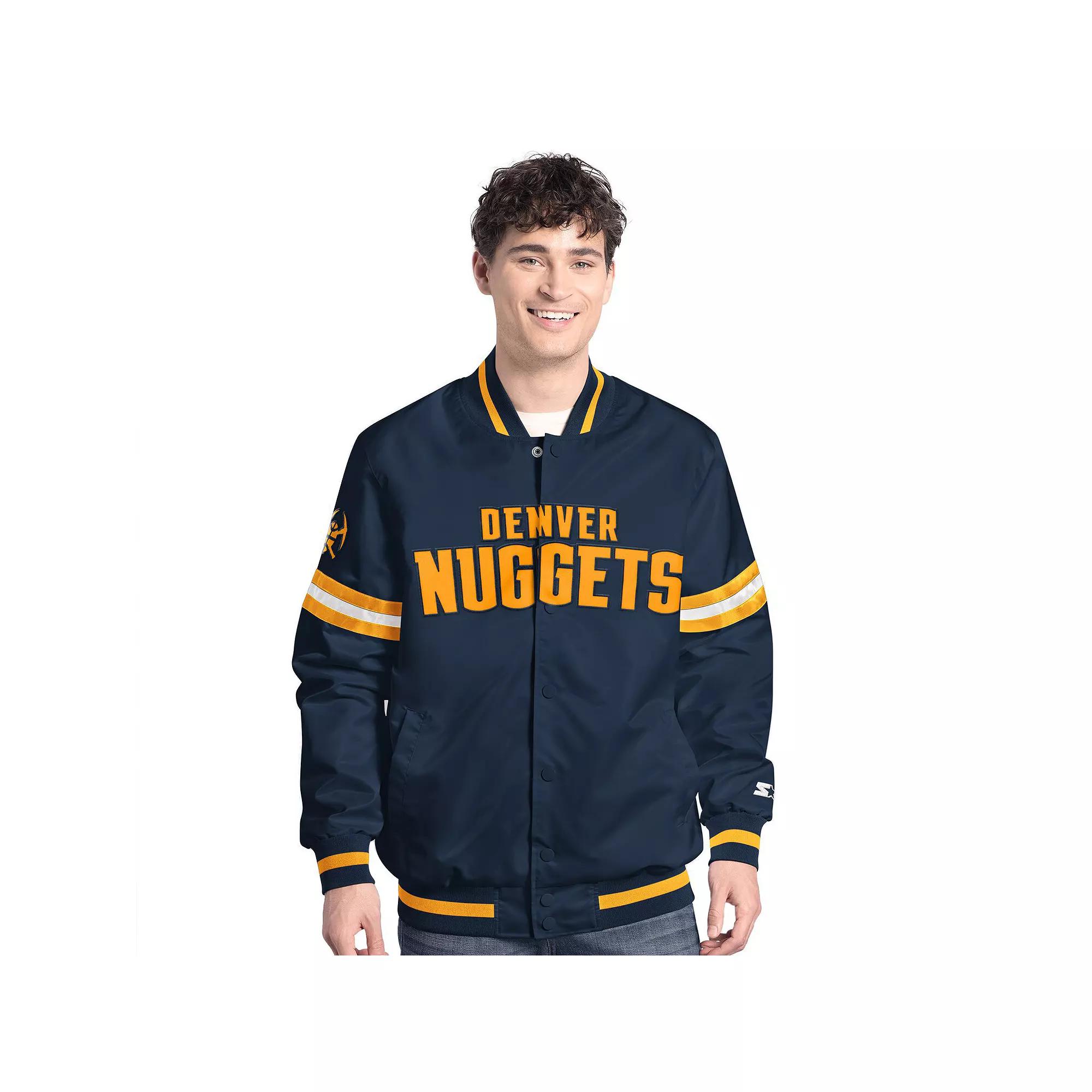 Men's Starter Navy/Gold Denver Nuggets Scout Full Snap Varsity Jacket,  Product Image