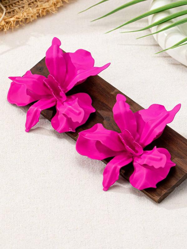 Flower Shape Solid Color Earrings Accessories Product Image
