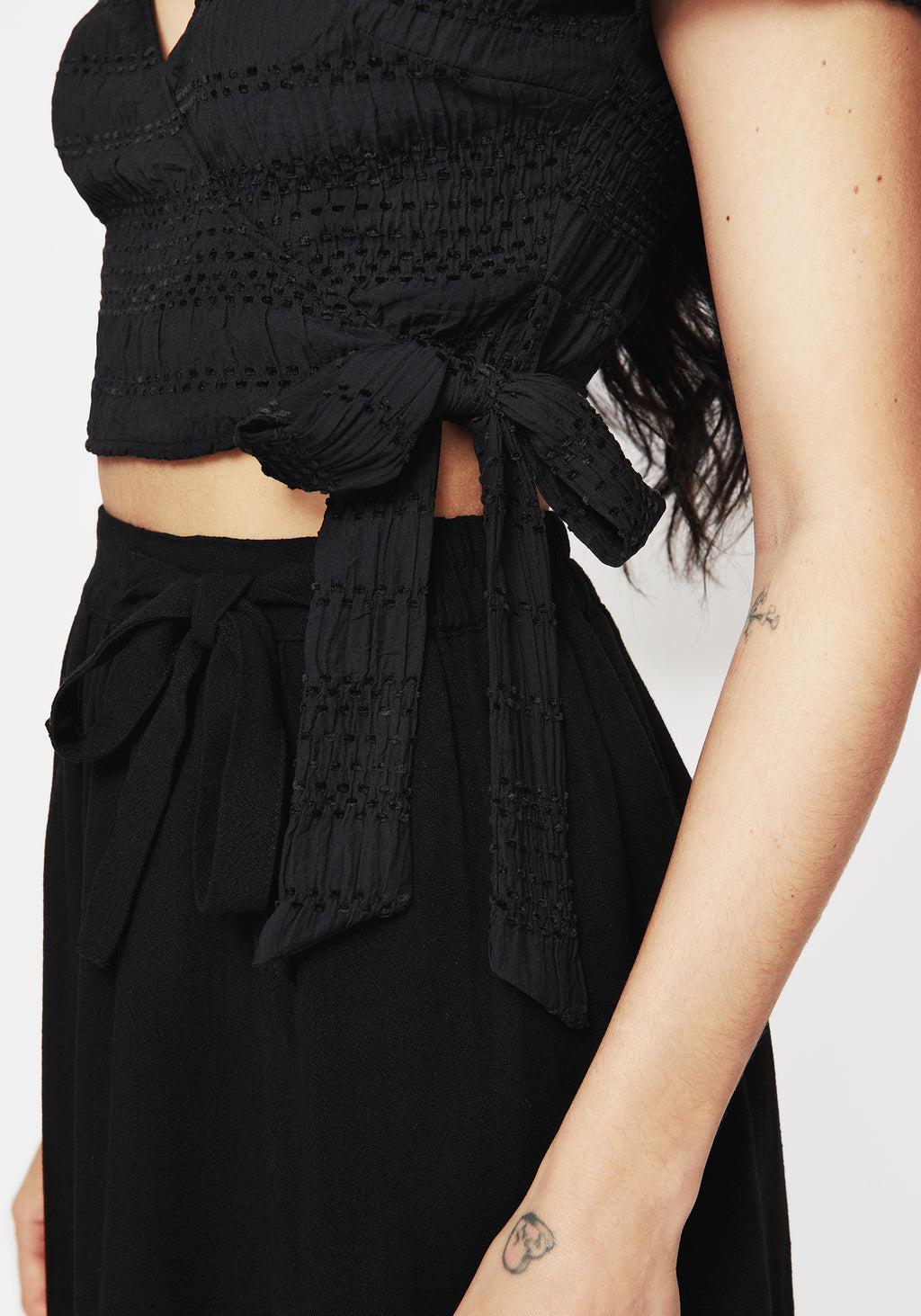 Devin Bubble Sleeve Wrap Blouse Top Product Image