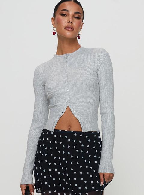 Suzu Long Sleeve Knit Top Grey Product Image